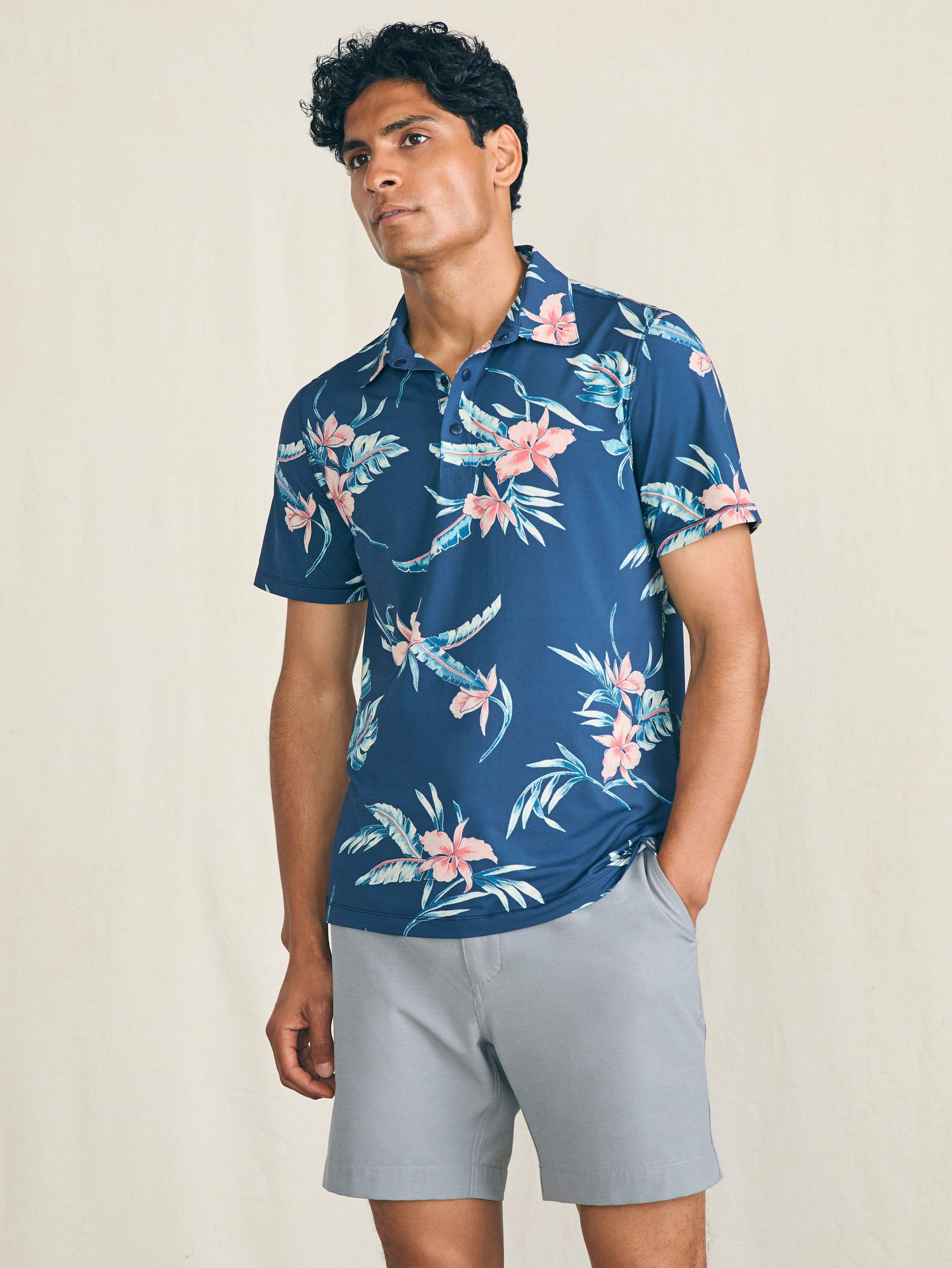 Shorelite Short-Sleeve Tech Polo - Navy Island Orchid Main image