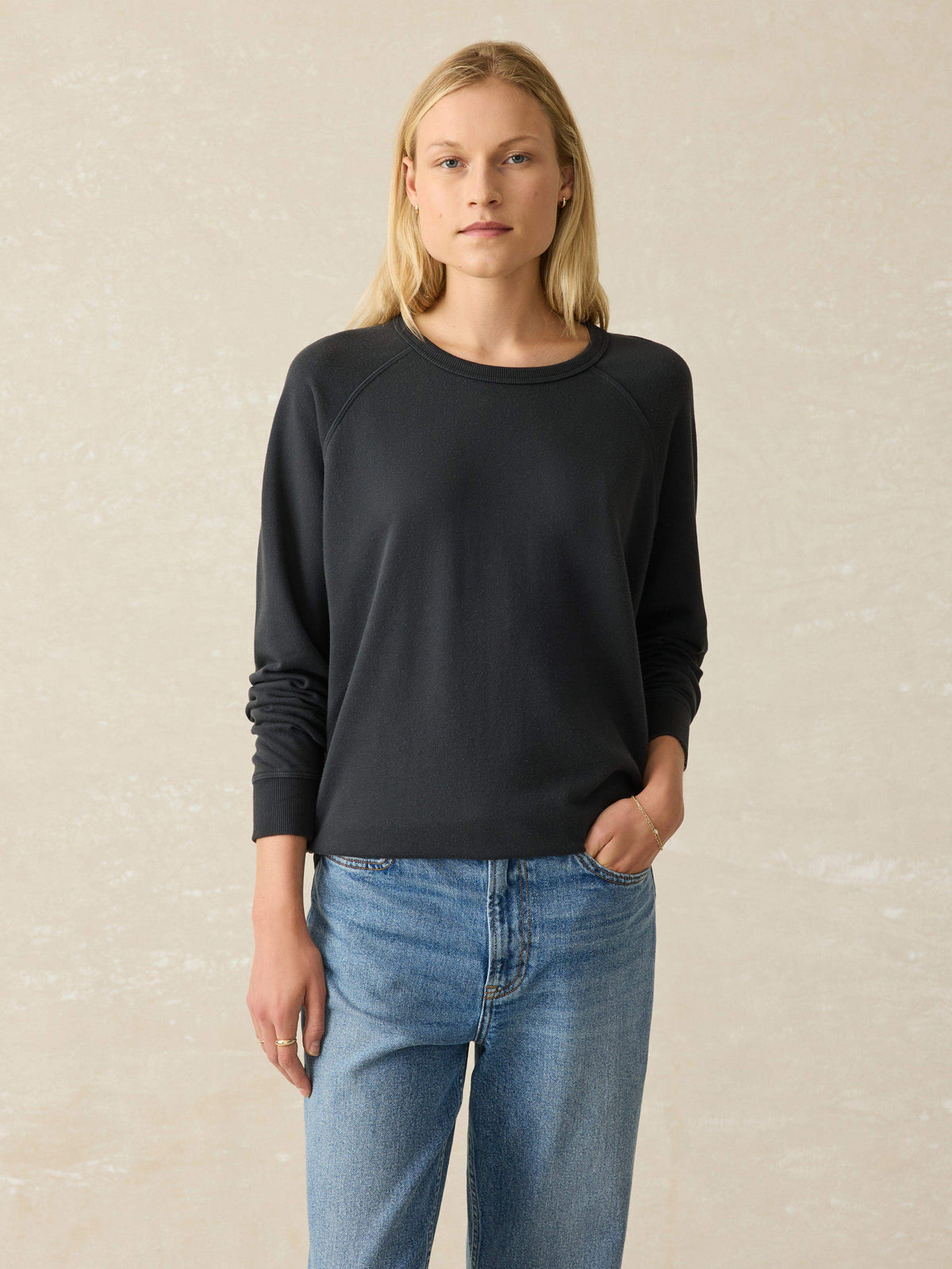 Coastal Cloud Cotton Crew - Washed Black Main image