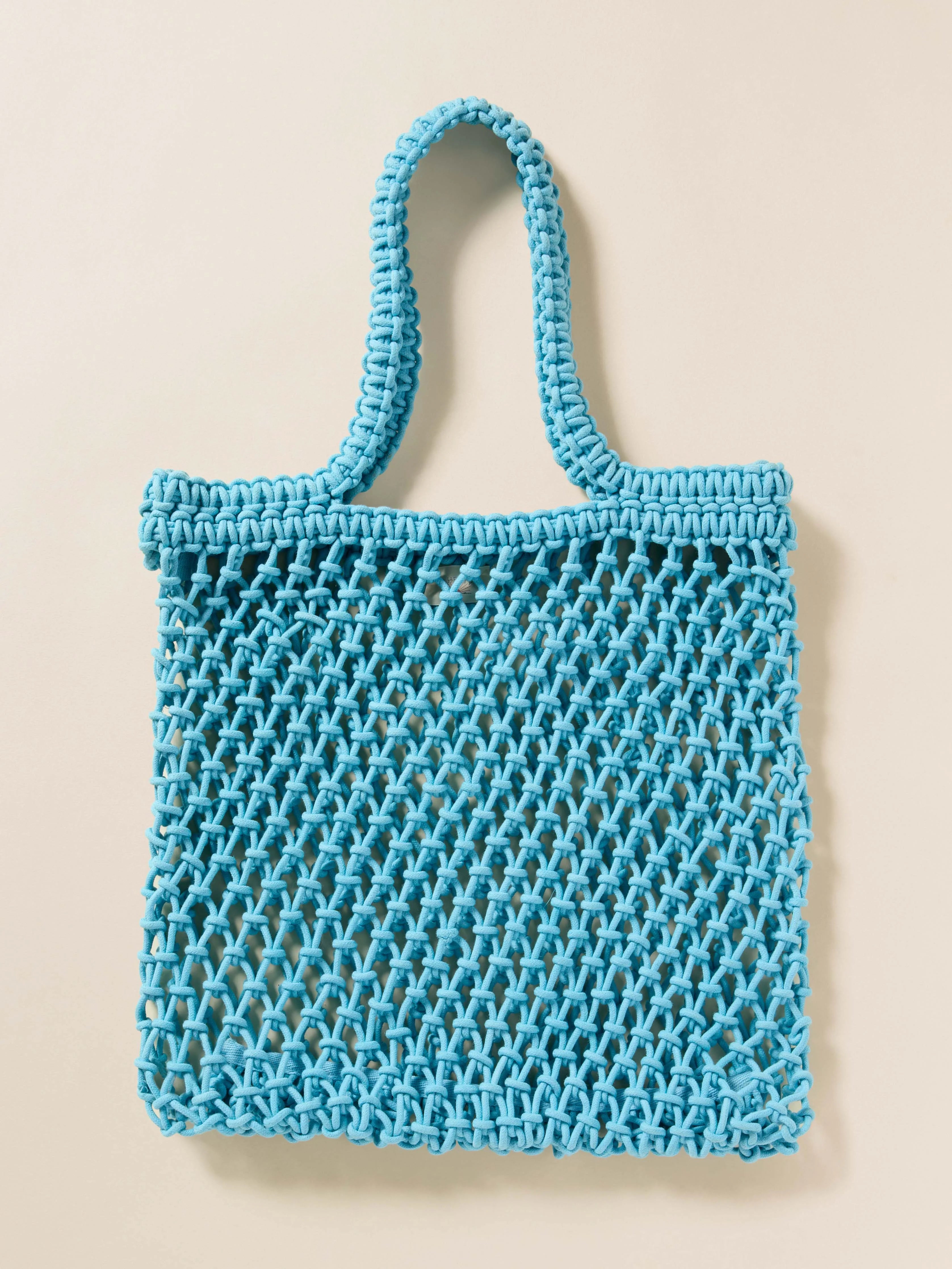 Sunwashed Macrame Tote - Aqua Main image