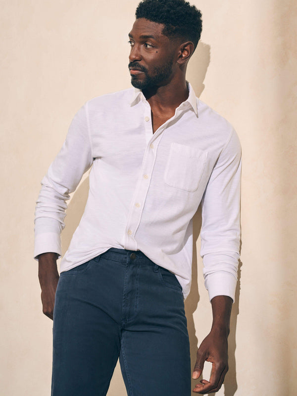 Sunwashed Knit Shirt (Single Pocket) (Tall) - White