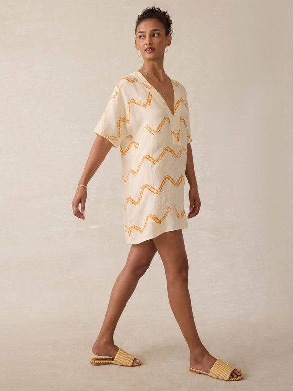 Cora Linen Coverup - Chevron Shibori