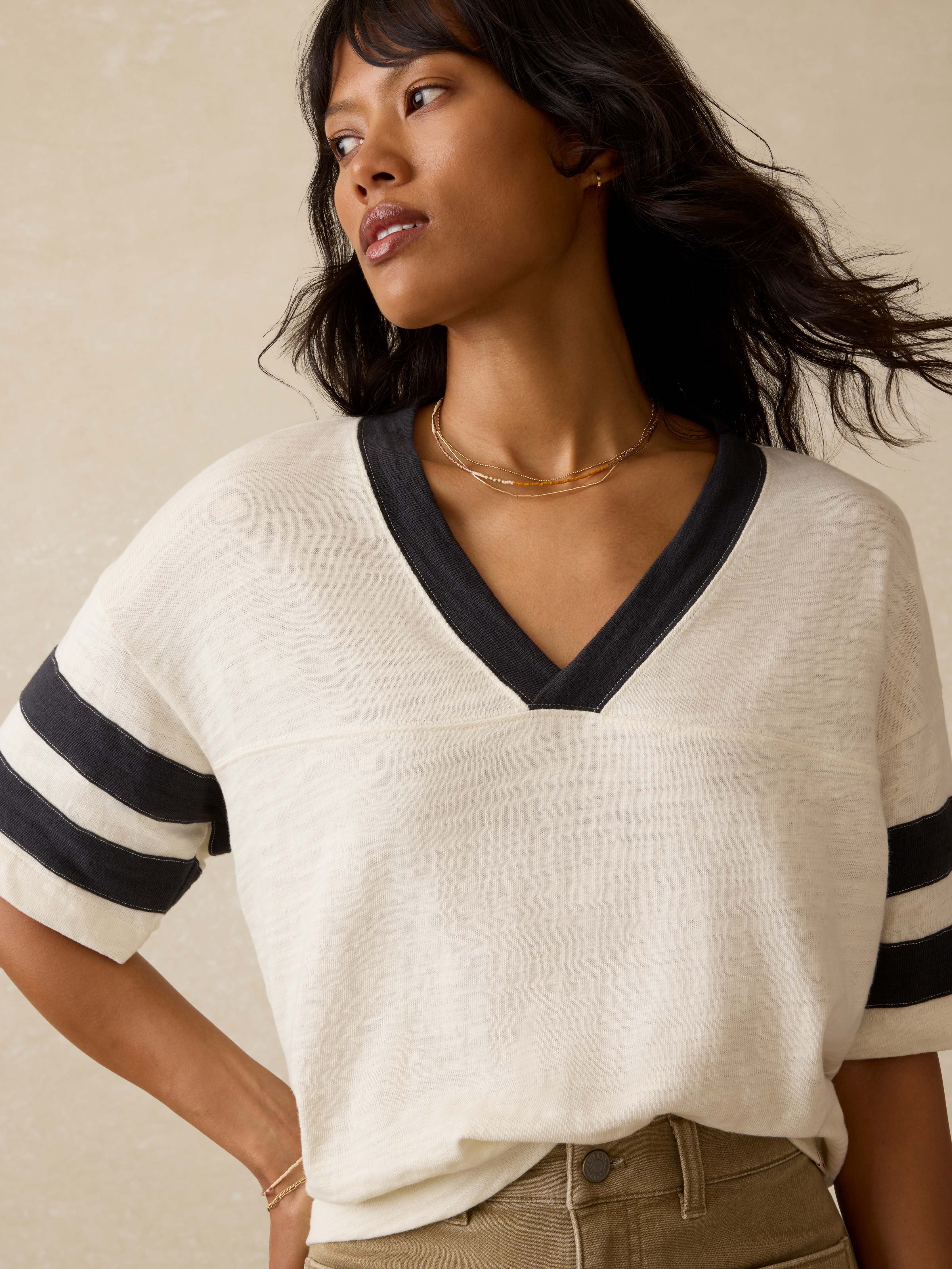 Sunwashed Midweight Organic Varsity Tee - Phantom Varsity Secondary image