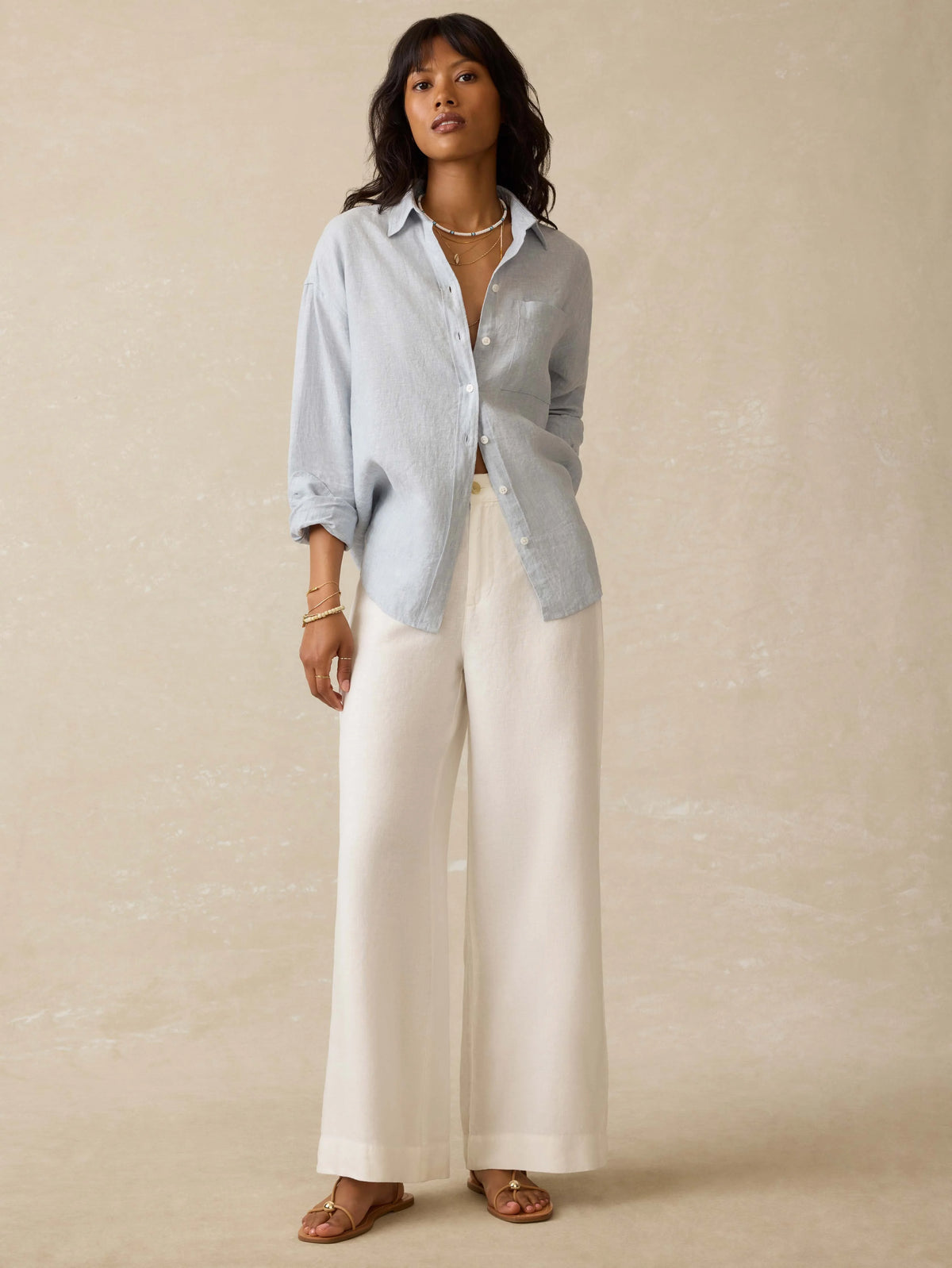 Laguna Linen Relaxed Shirt - Blue Fog