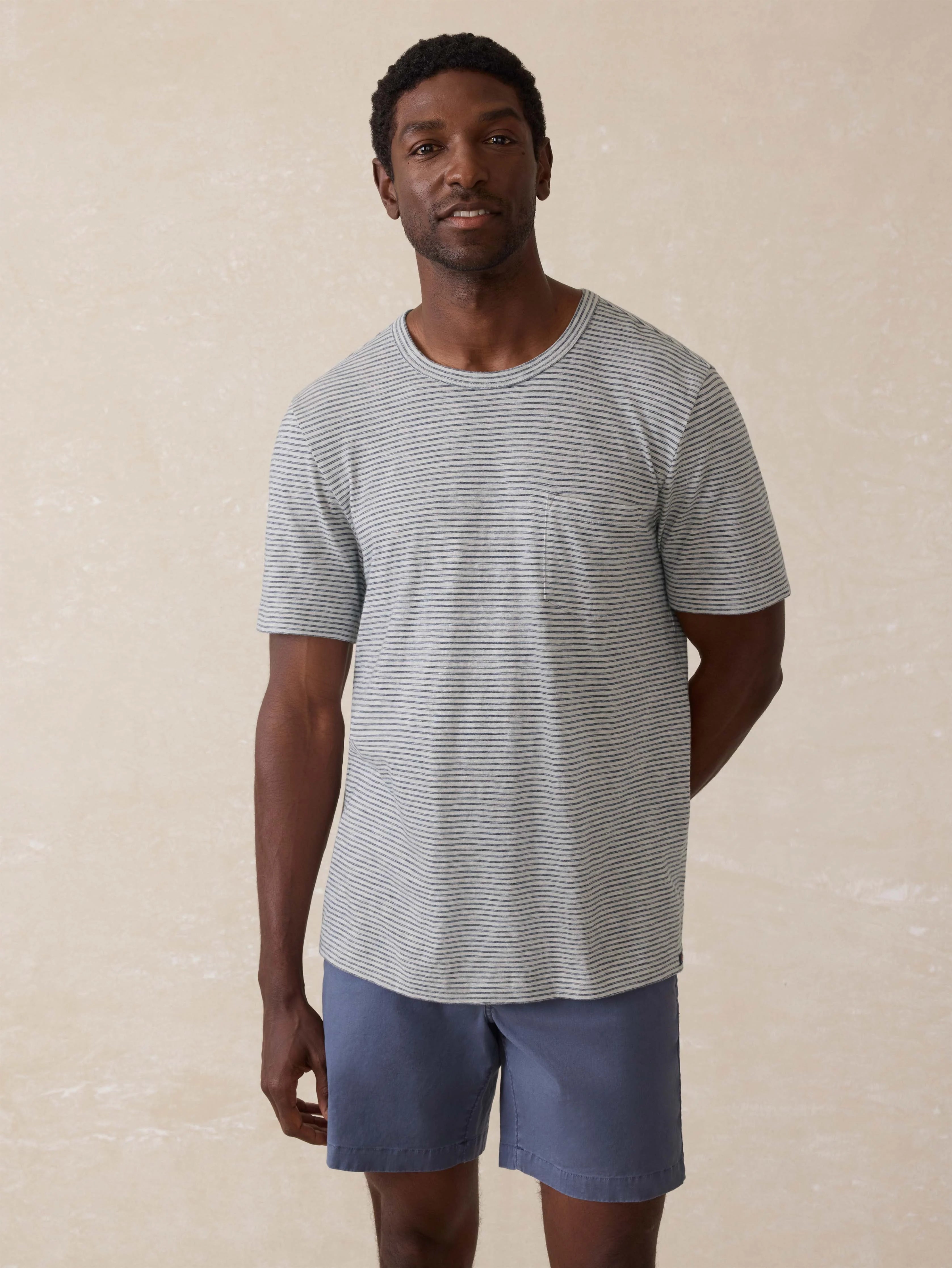 Sunwashed Pocket Tee - Silver Sea Stripe Main image