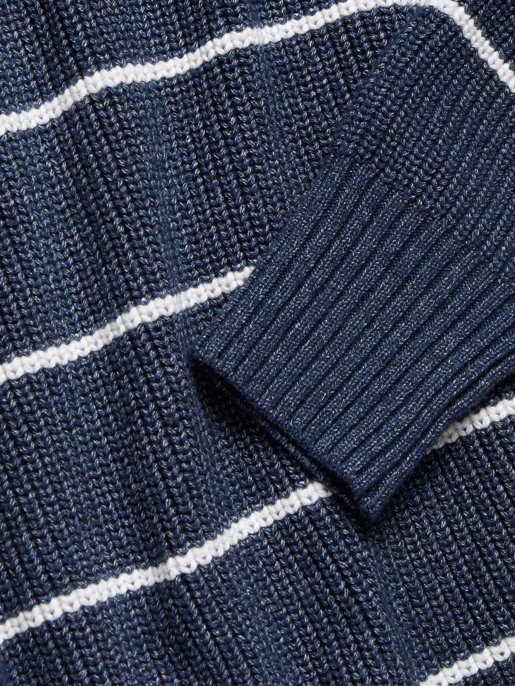 Sunwashed Cotton Fisherman Sweater - Water Mill Stripe