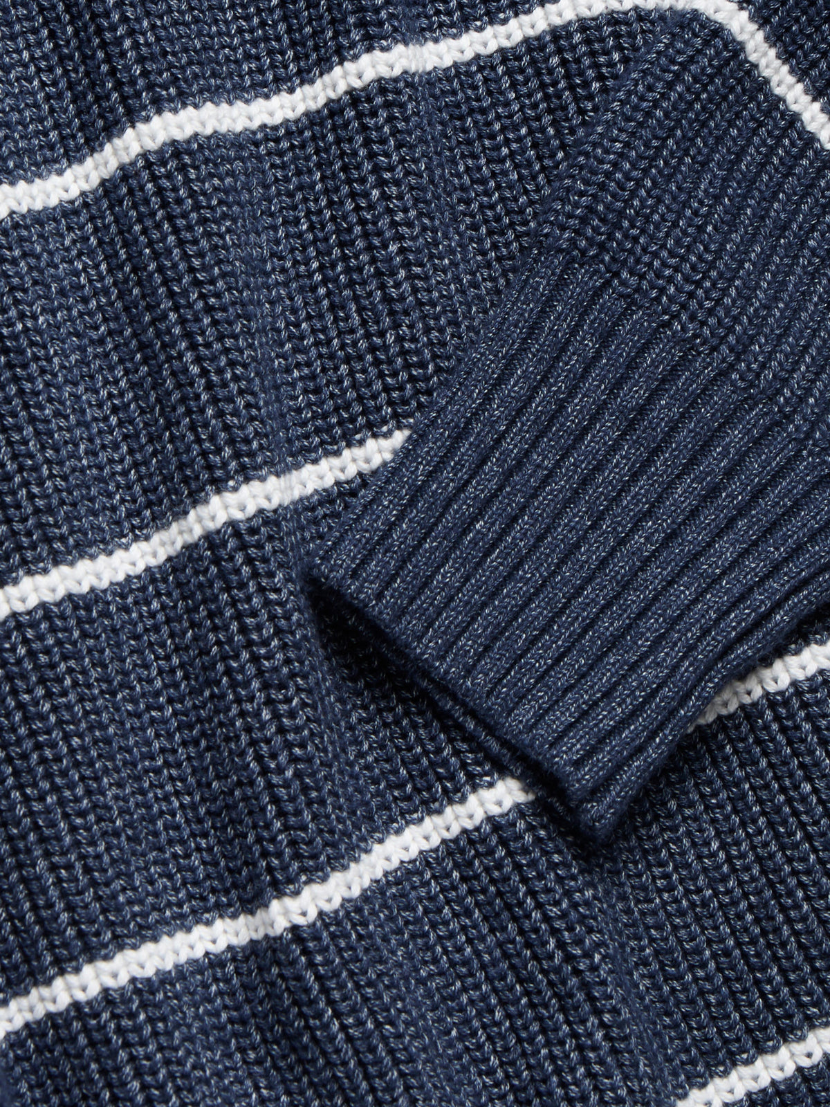 Sunwashed Cotton Fisherman Sweater - Water Mill Stripe