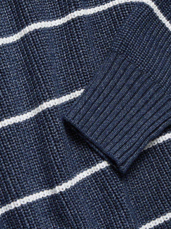 Sunwashed Cotton Fisherman Sweater - Water Mill Stripe