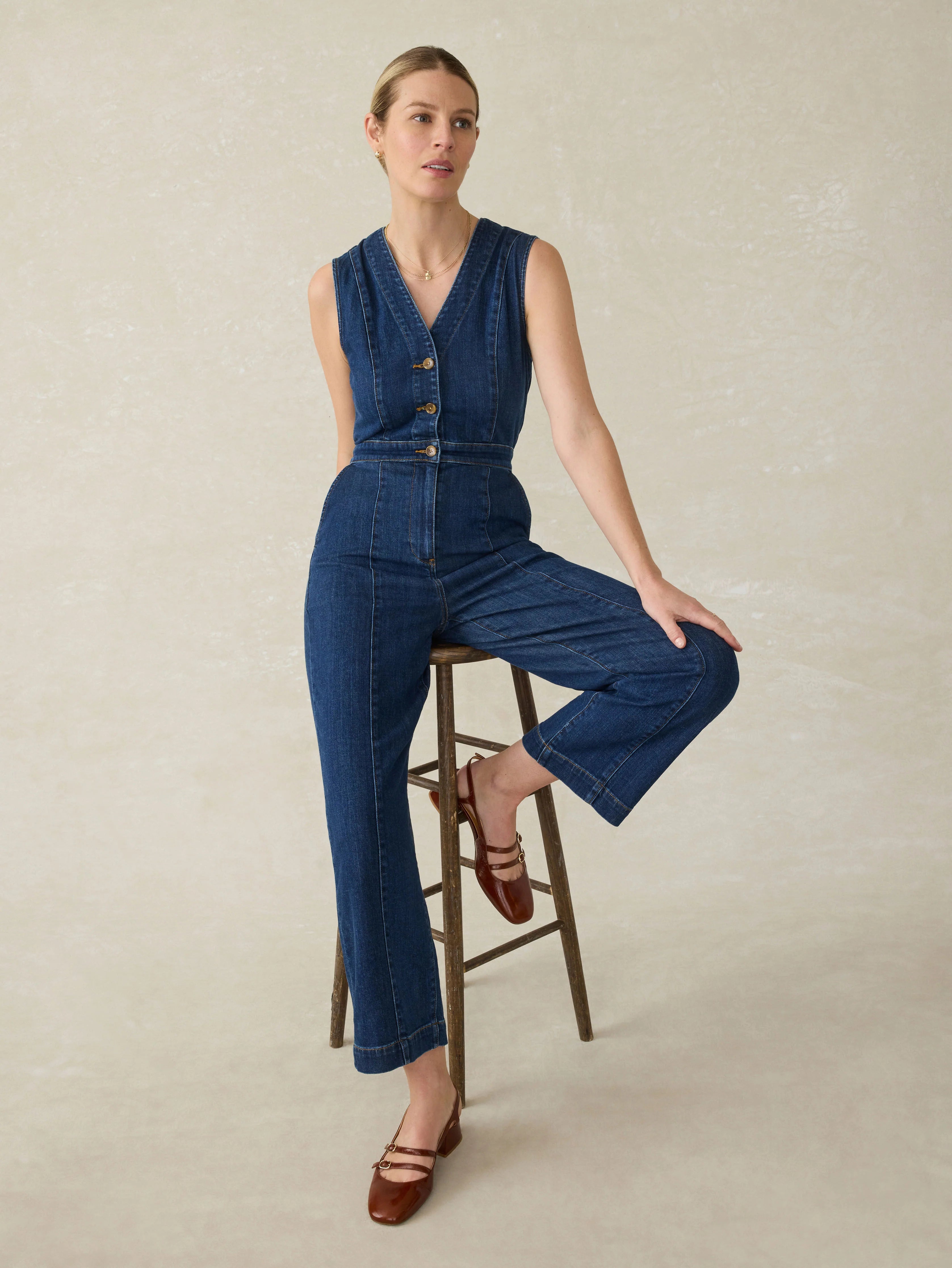 Denim Giselle Jumpsuit - Dusk Dive Wash Main image