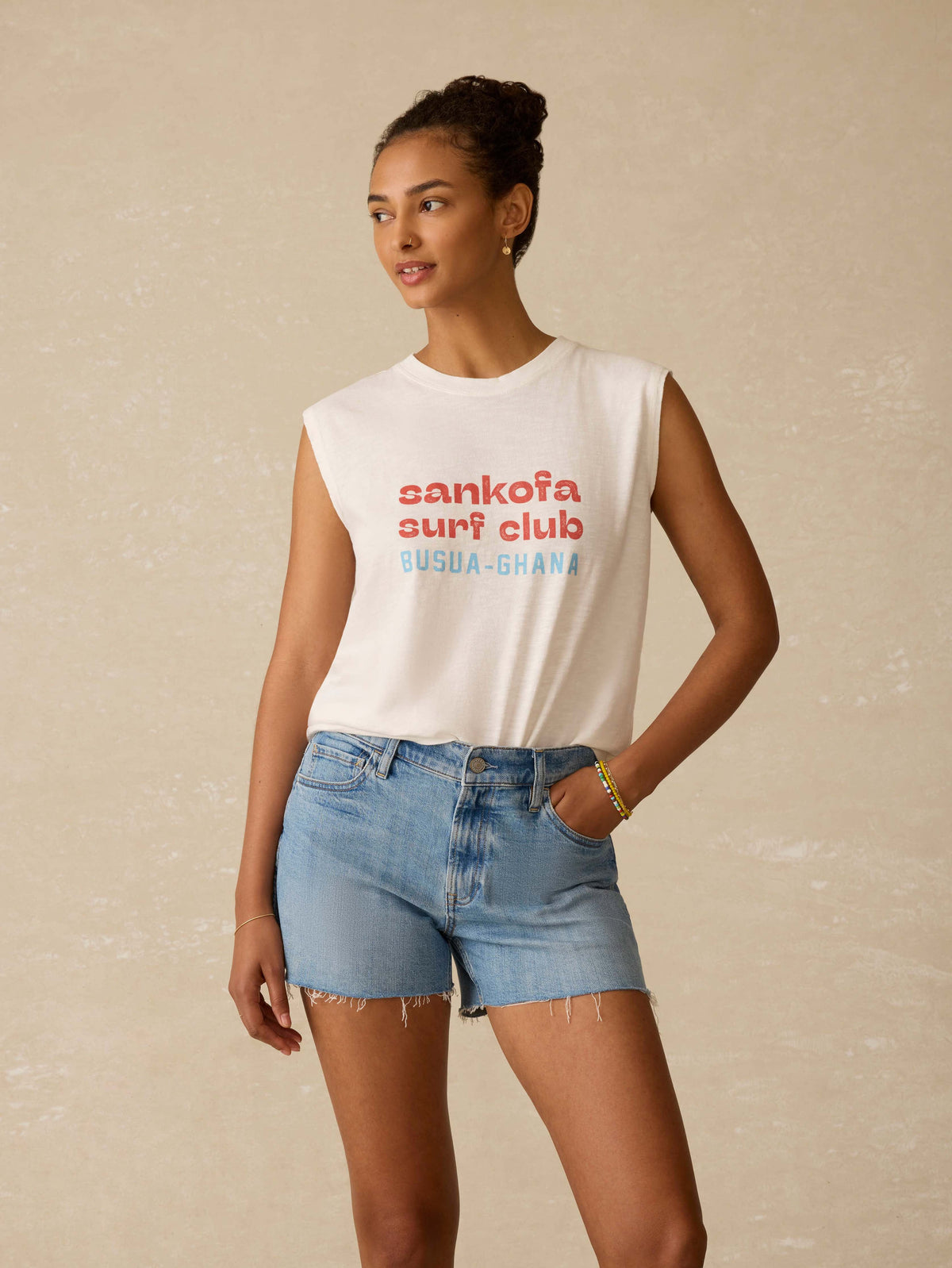 Surf Ghana Sunwashed Muscle Tank - White Main image