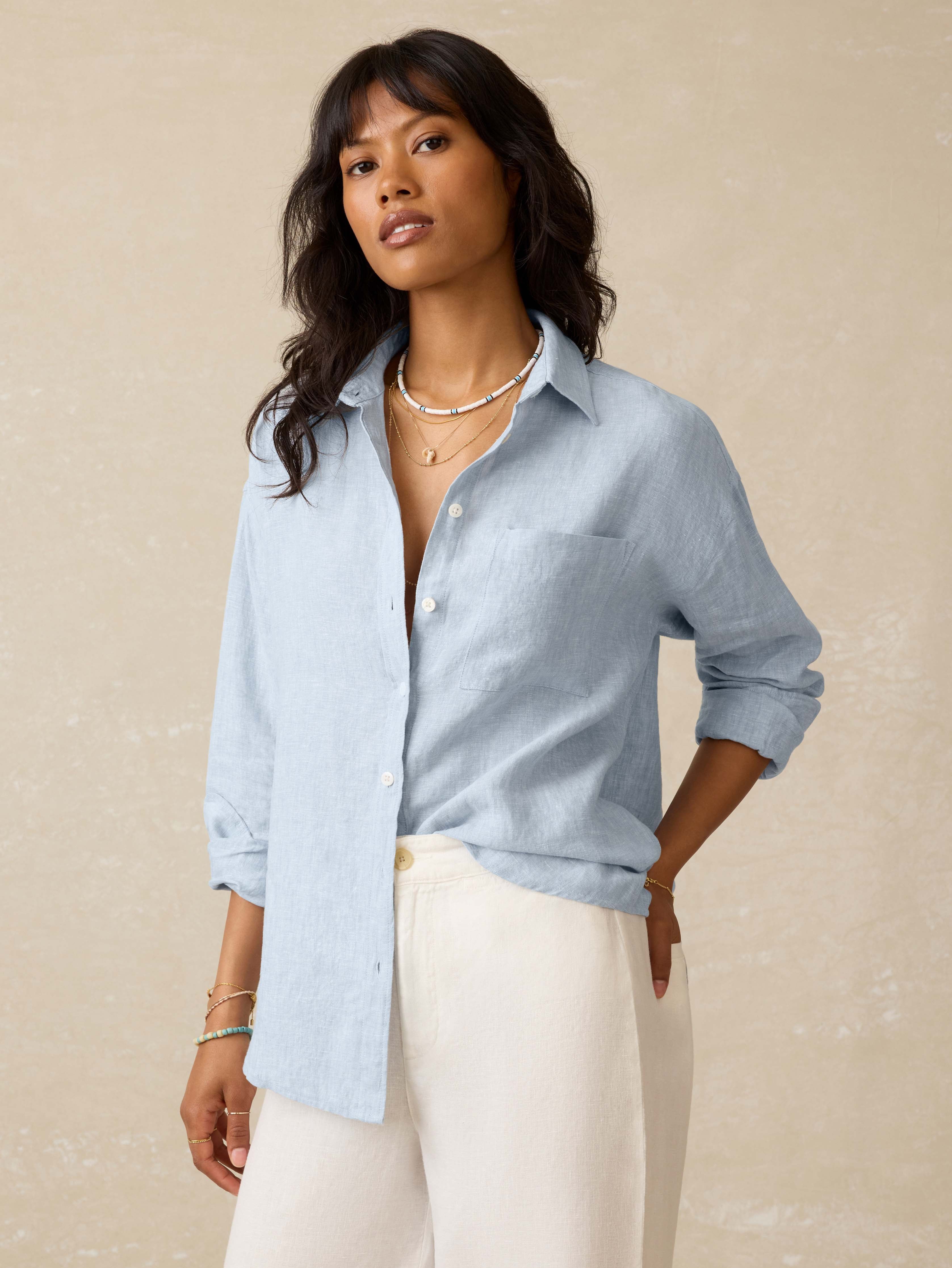 Laguna Linen Relaxed Shirt - Blue Fog Main image