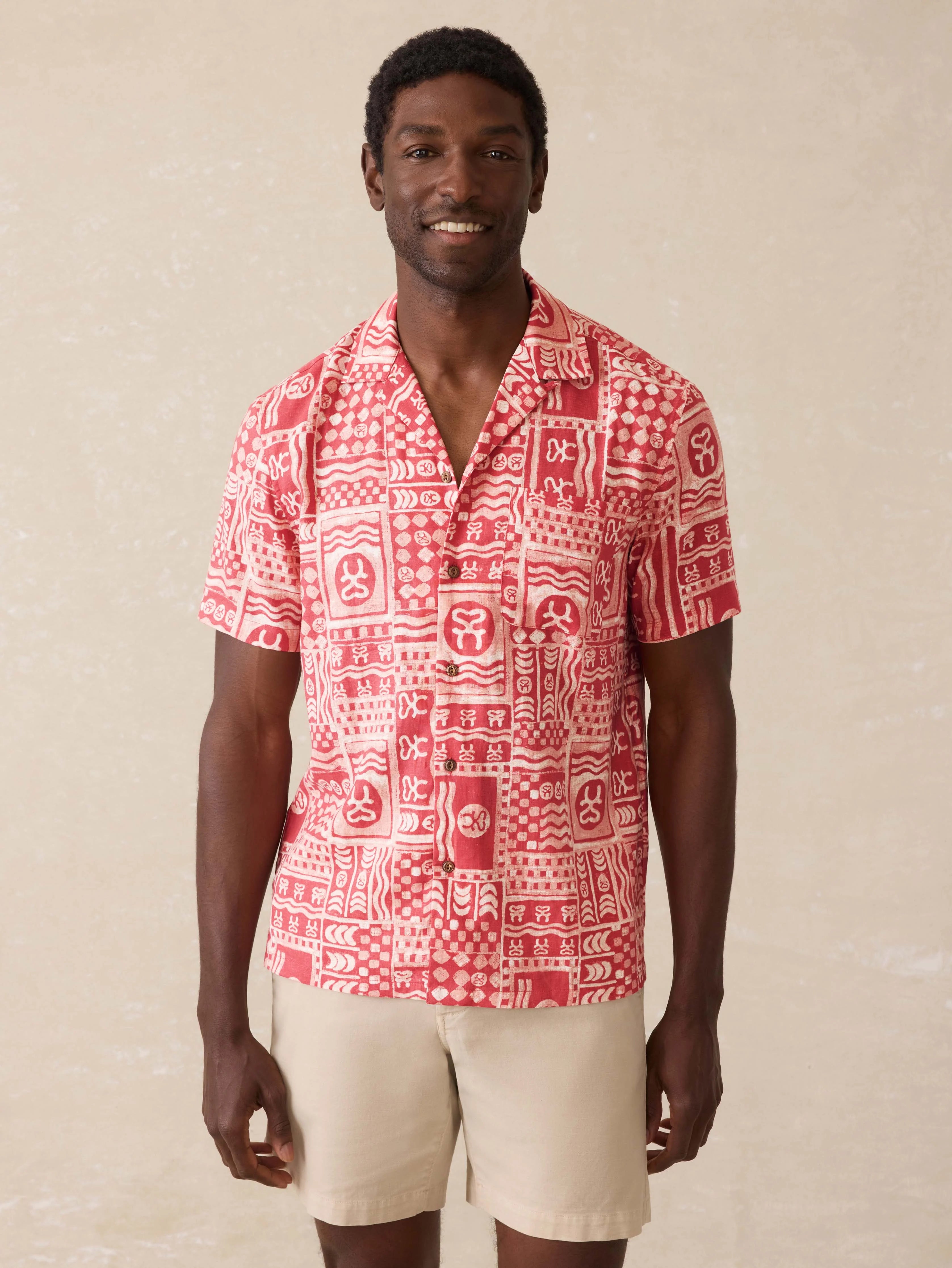 Surf Ghana Short Sleeve Breeze Camp Shirt - Sankofa Tile Clay Main image