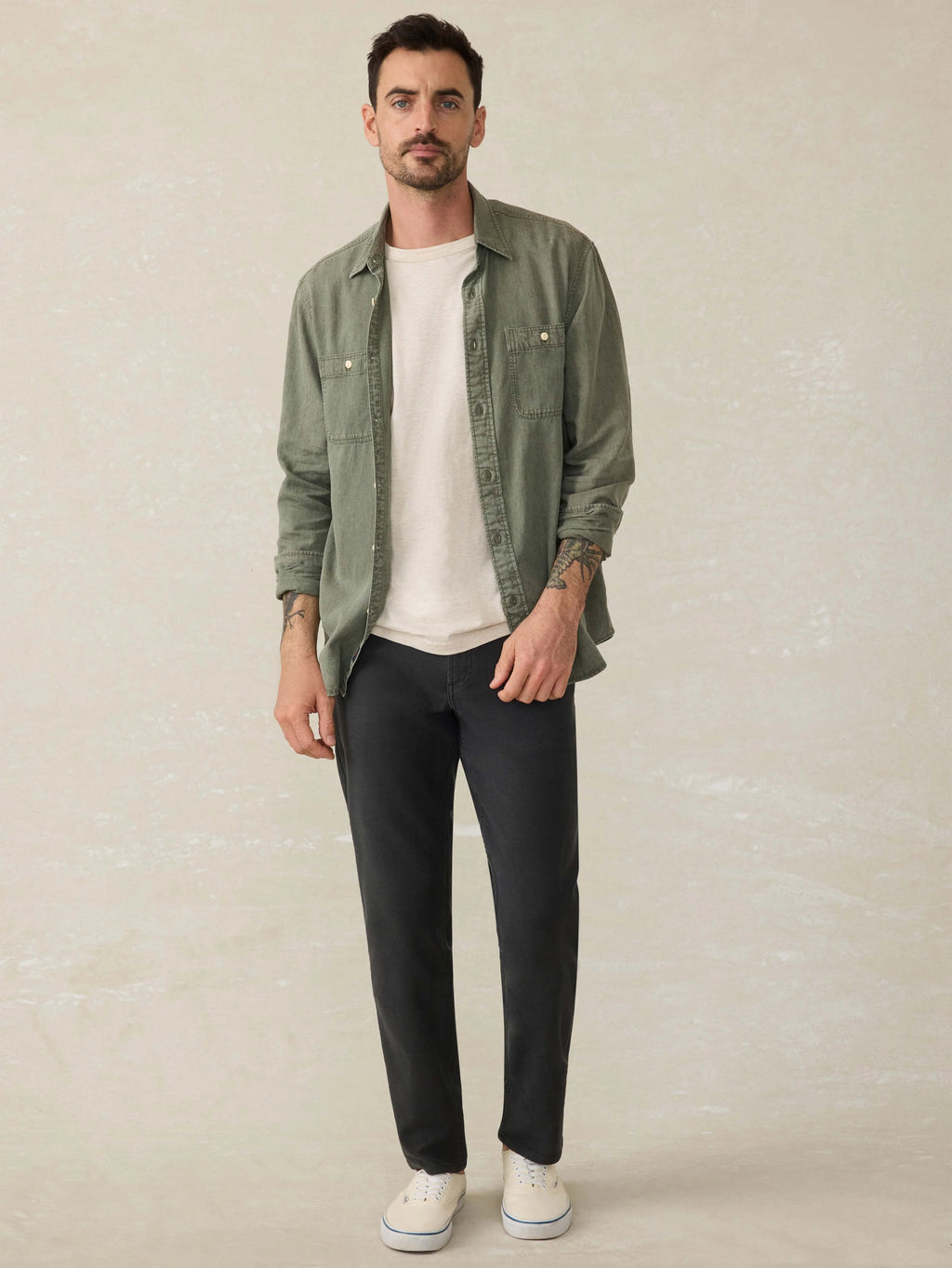 Tried \u0026 True Chambray Workshirt - Desert Olive