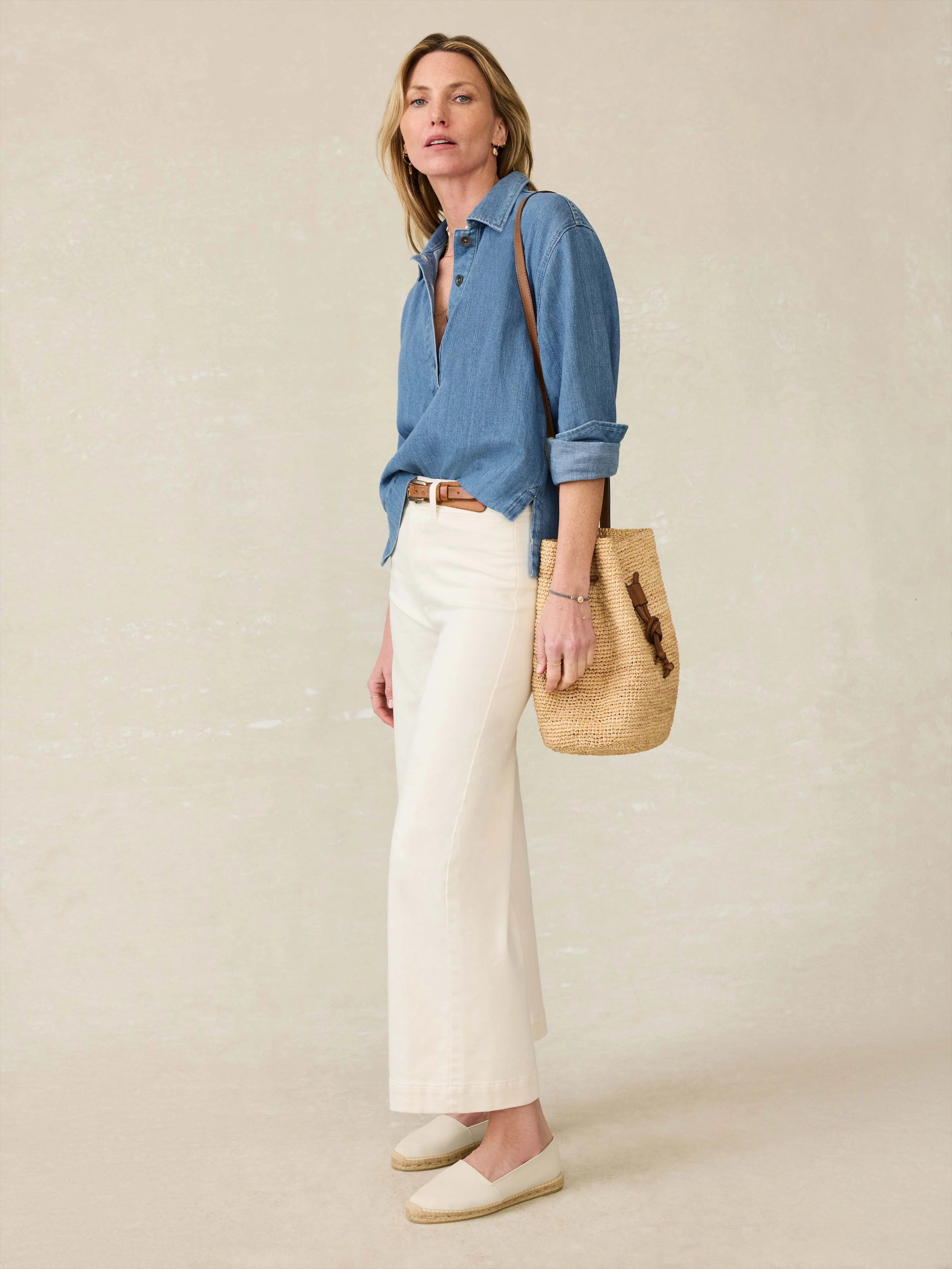 Raffia Drawstring Bucket Bag - Natural Secondary image