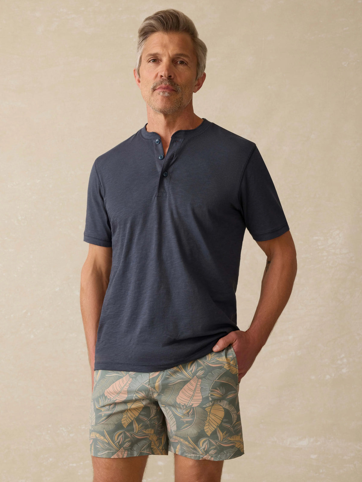 Short-Sleeve Sunwashed Henley - Dune Navy Main image