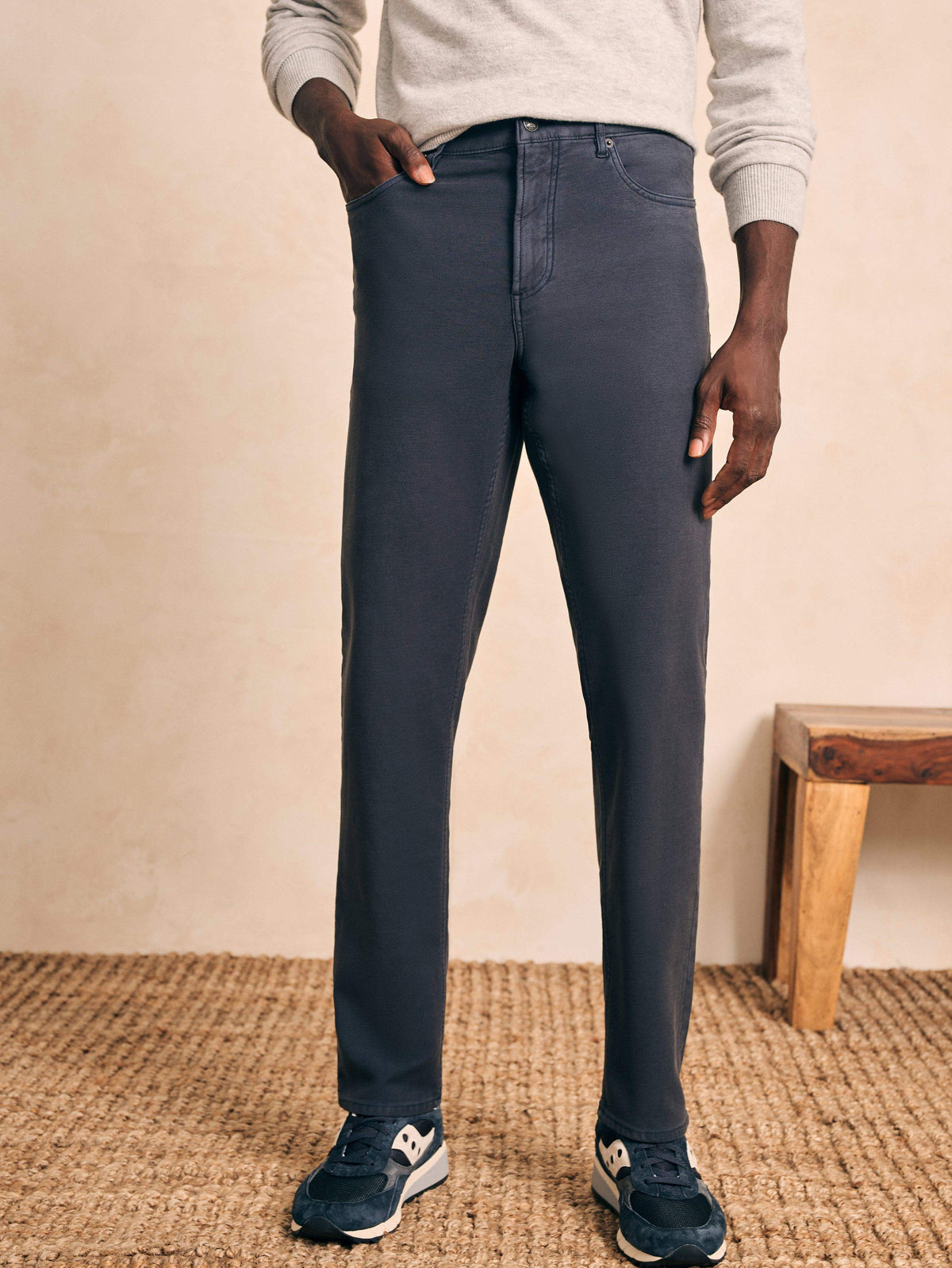 Stretch Terry 5-Pocket Athletic Fit Pant - Navy Main image