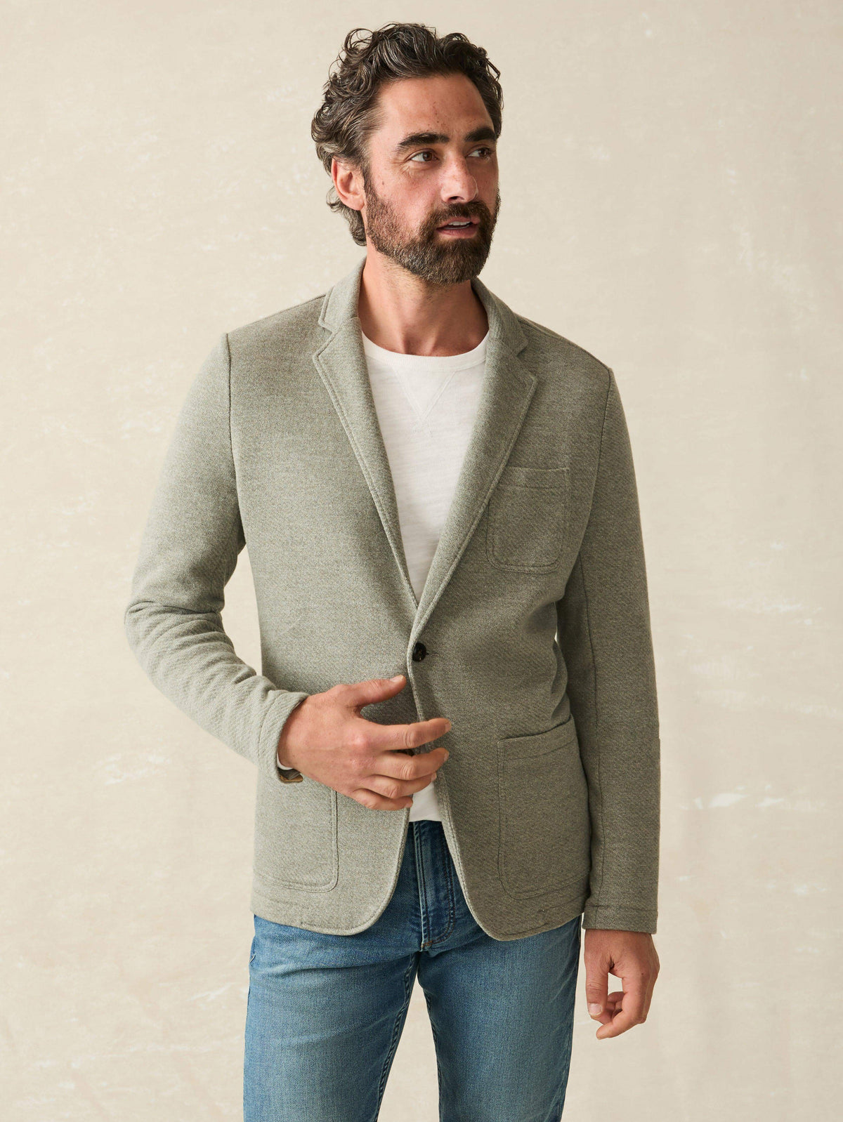 Inlet Knit Blazer - Olive Brush Melange Main image