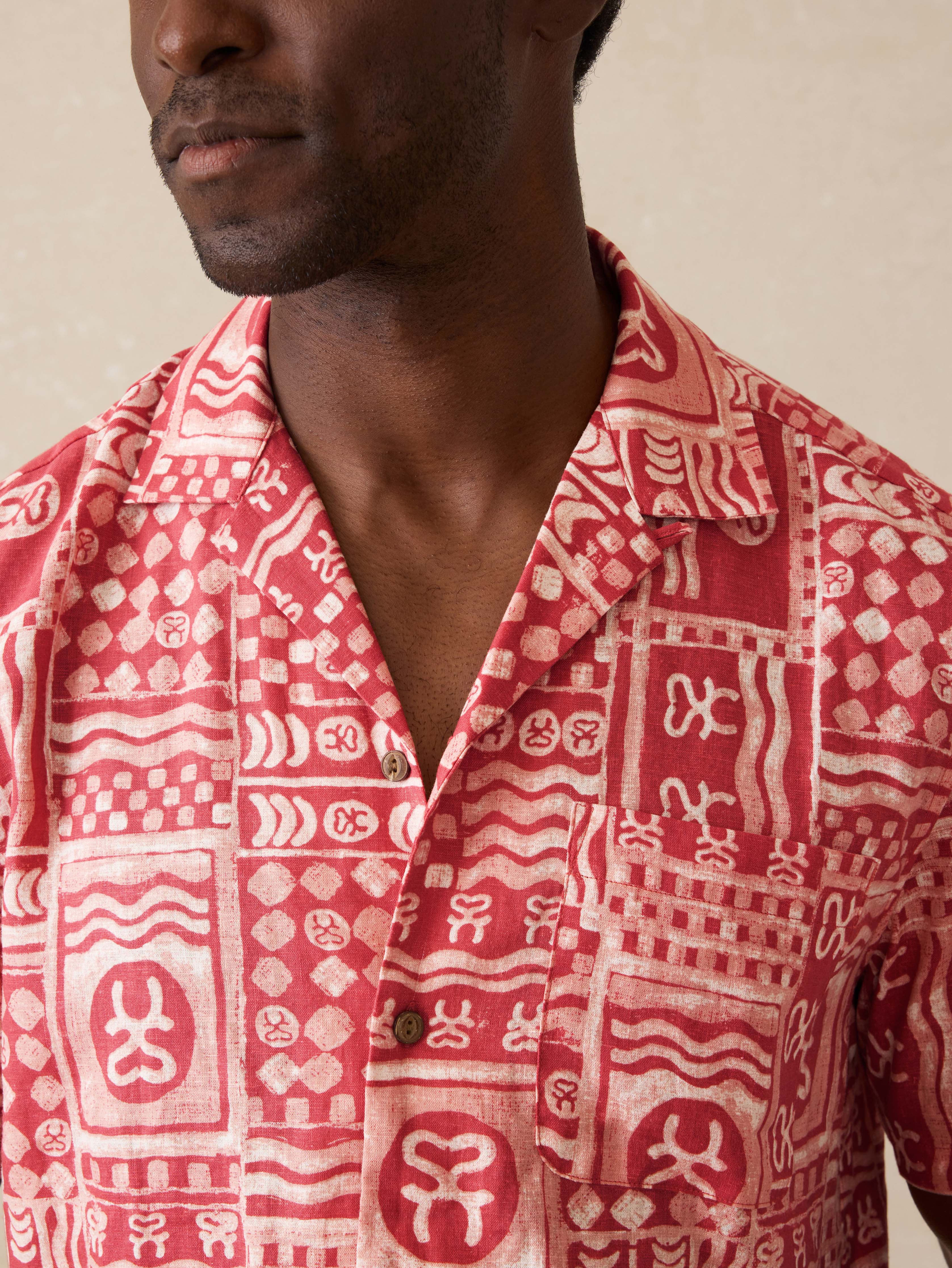 Surf Ghana Short Sleeve Breeze Camp Shirt - Sankofa Tile Clay Secondary image