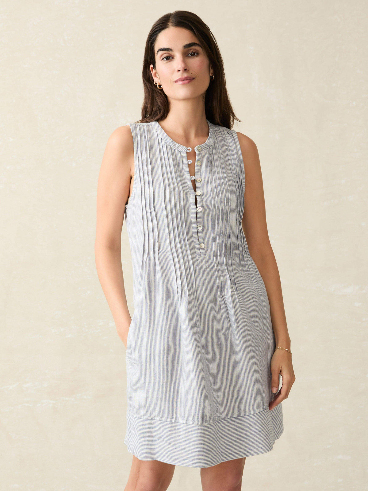Isha Dress - Blue Mini Stripe Main image
