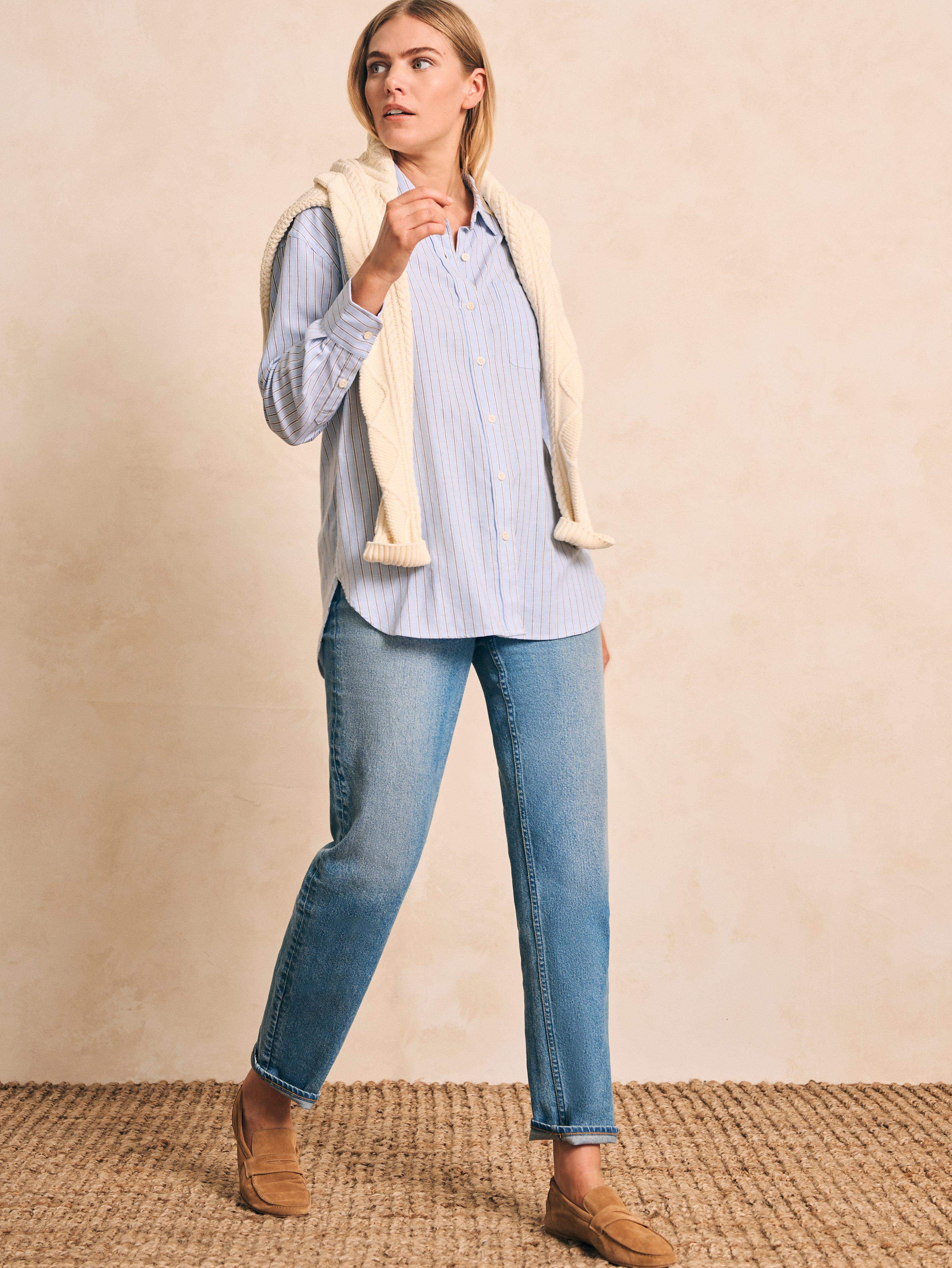 Stretch Oxford Relaxed Shirt - Cantra Stripe Secondary image