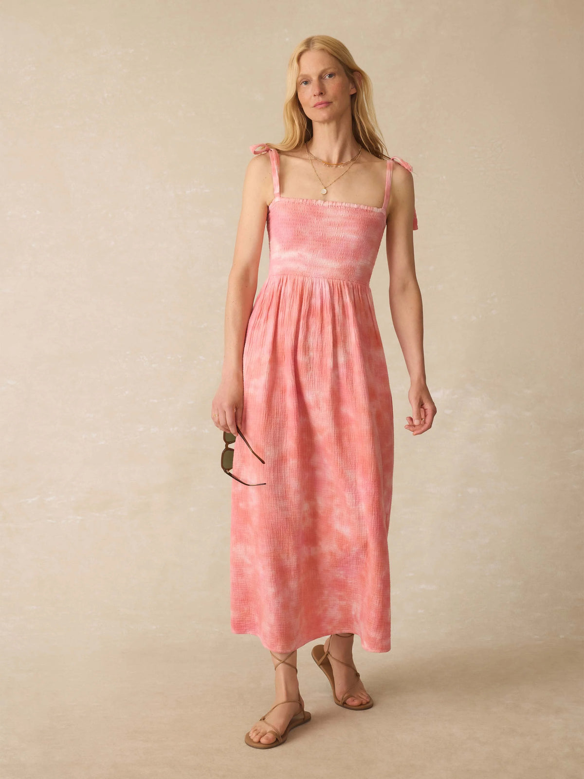 Dune Cotton Gauze Ella Dress - Coral Skies Tie Dye Main image