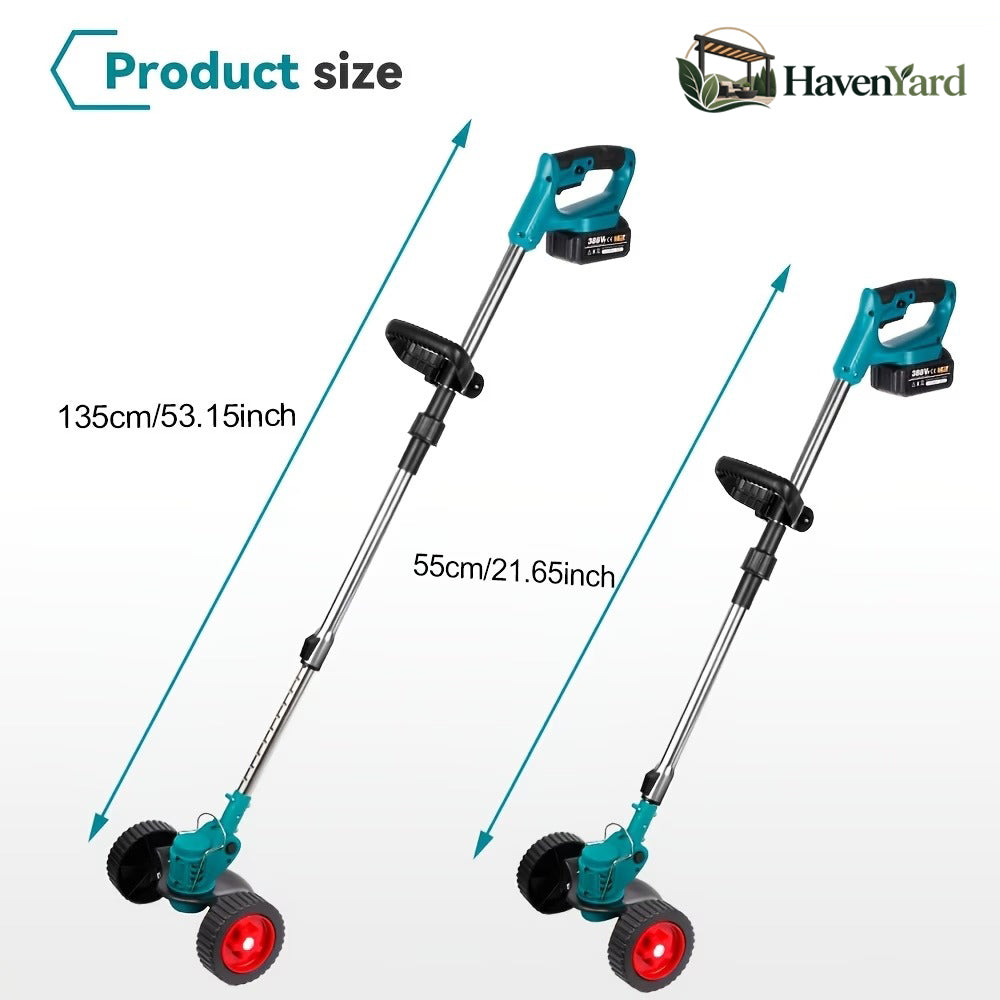 3-in-1 Cordless Grass Trimmer – 5 Blade Types, Telescopic Shaft, Adjustable Angle