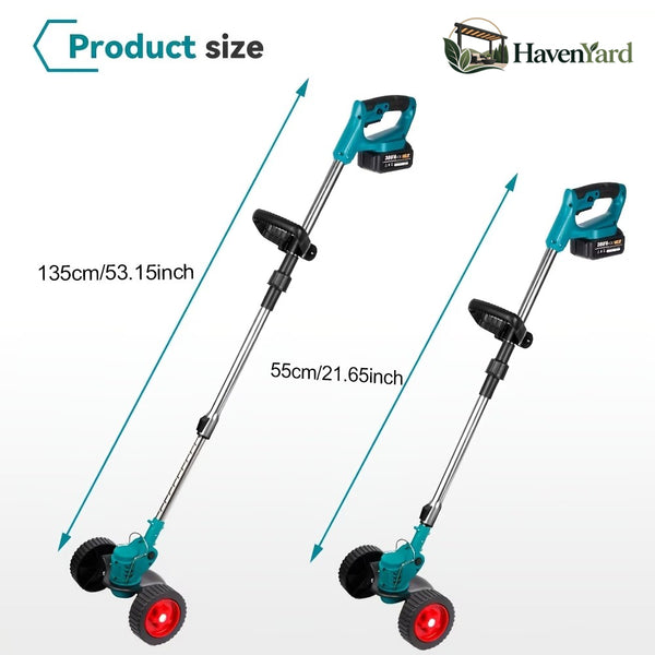 3-in-1 Cordless Grass Trimmer – 5 Blade Types, Telescopic Shaft, Adjustable Angle