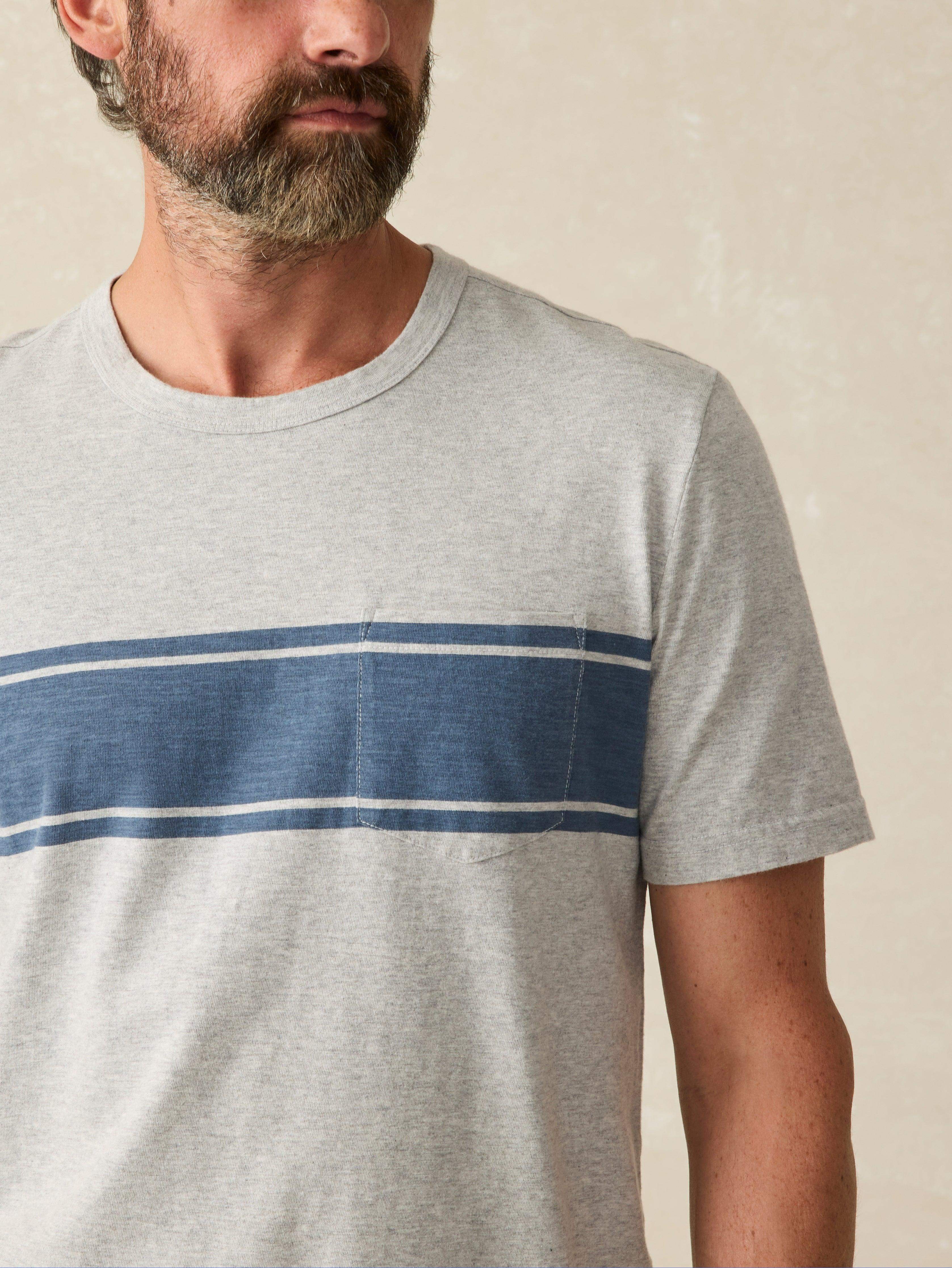 Surf Stripe Sunwashed Pocket Tee - Heather Grey Main image