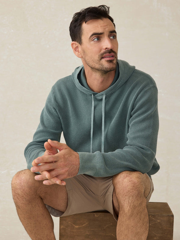Washed Cotton Sweater Hoodie - Mountain Olive