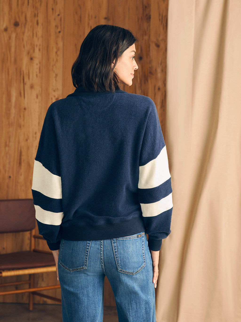 Beach Fleece Quarter Zip - Navy Multi