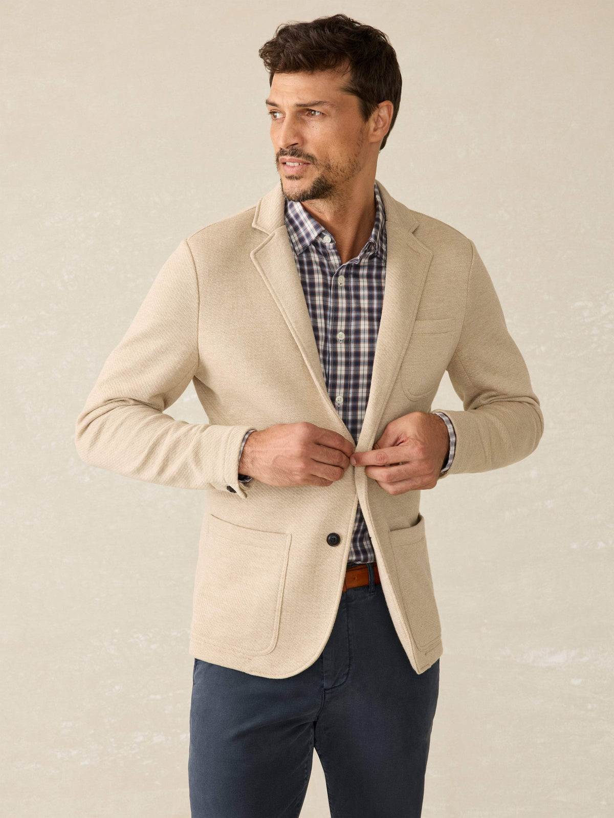 Inlet Knit Blazer - Khaki Fields Melange Main image