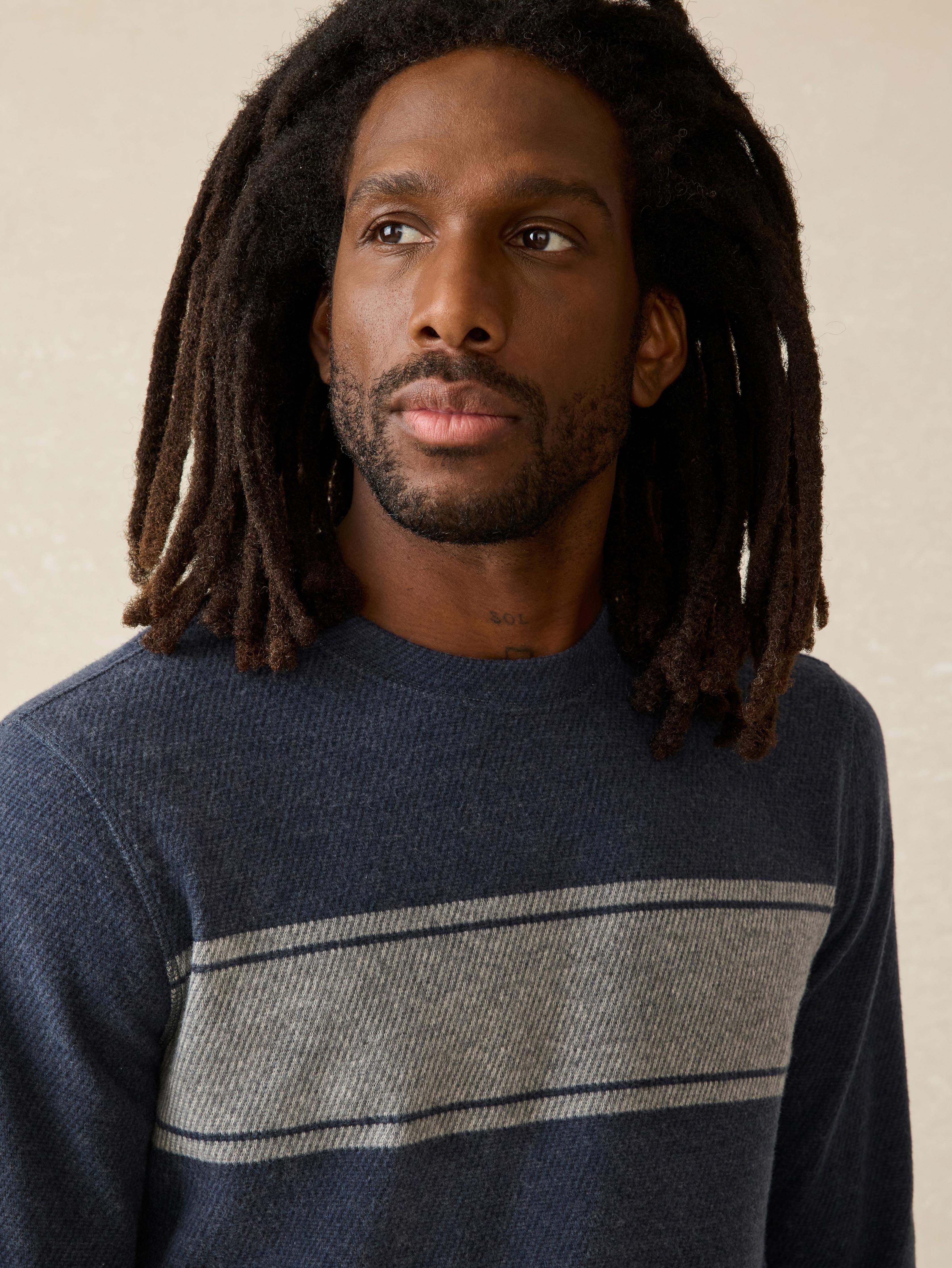 Legend™ Surf Stripe Sweater Crew - Brighton Navy Surf Stripe Secondary image