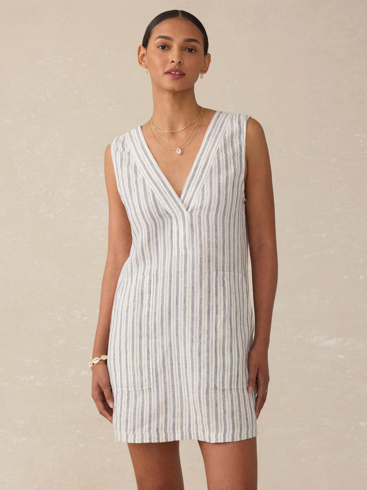 Azure Linen Dress - Oceanside Stripe Main image