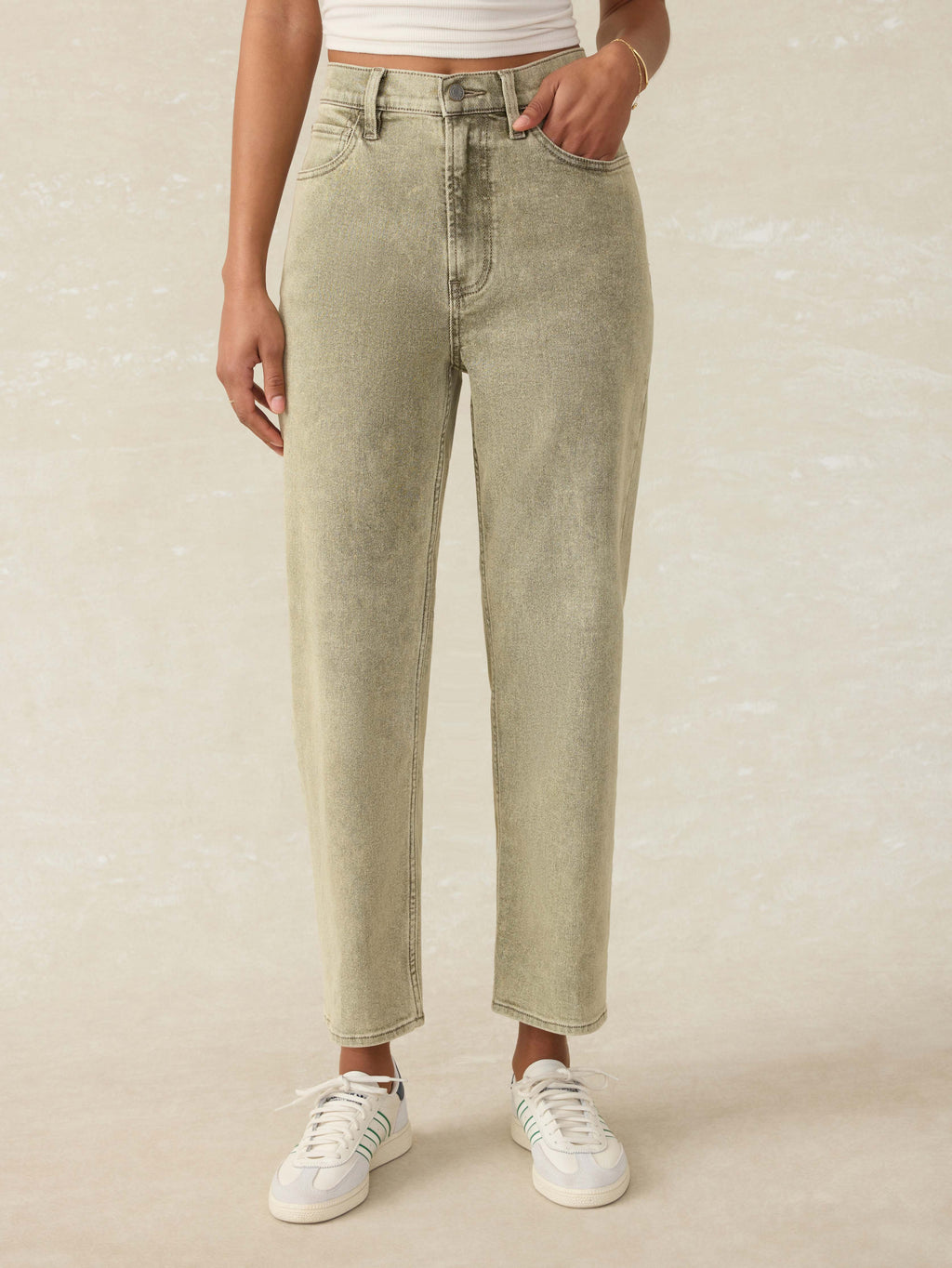 Slim Straight Sunwashed Denim - Olive Haze Wash