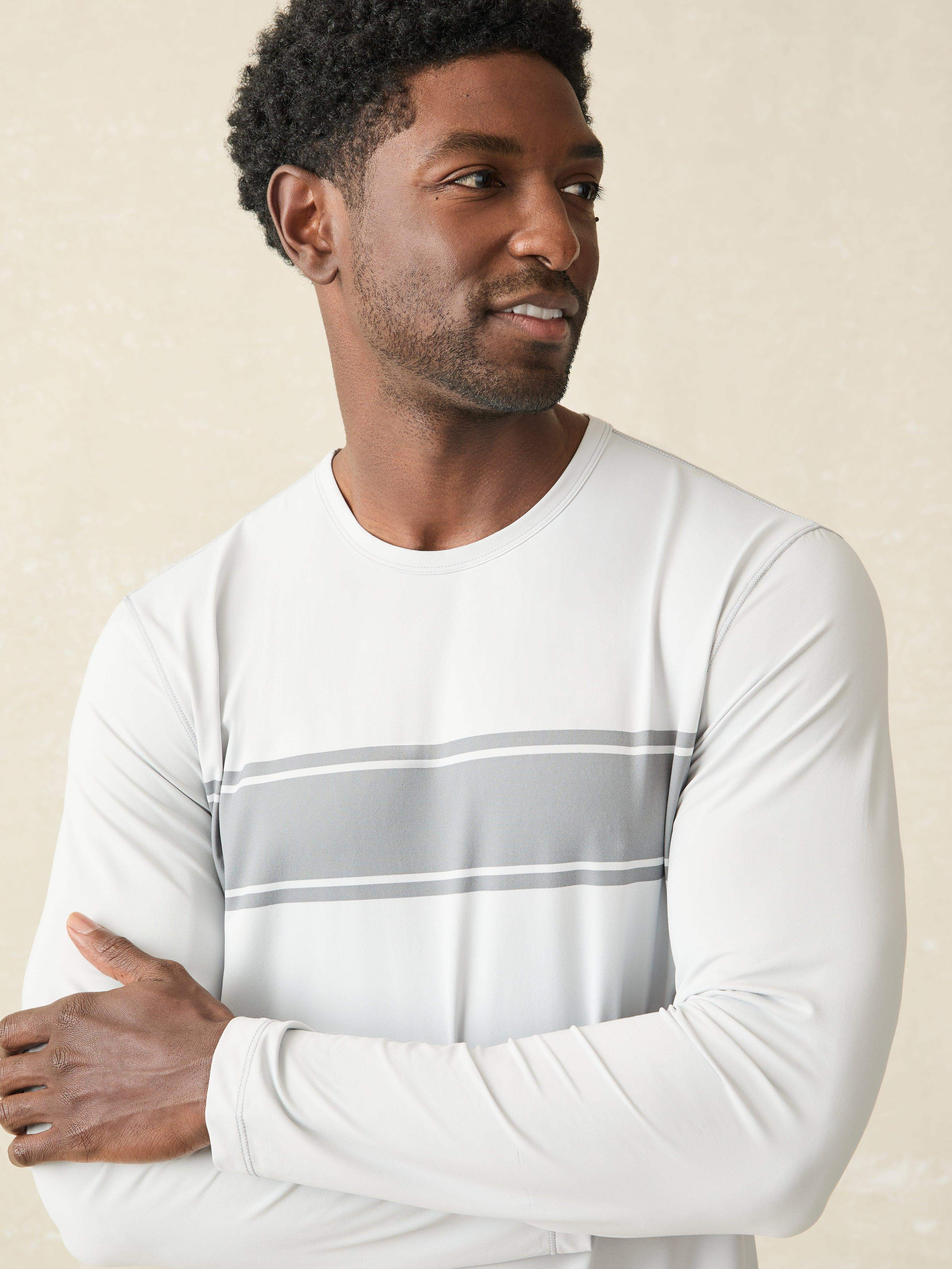 Shorelite Long-Sleeve Tech Tee - Grey Steel Surf Stripe Secondary image