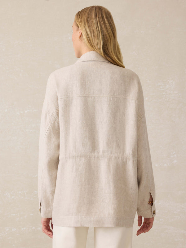 Twill Linen Utility Jacket - Flax