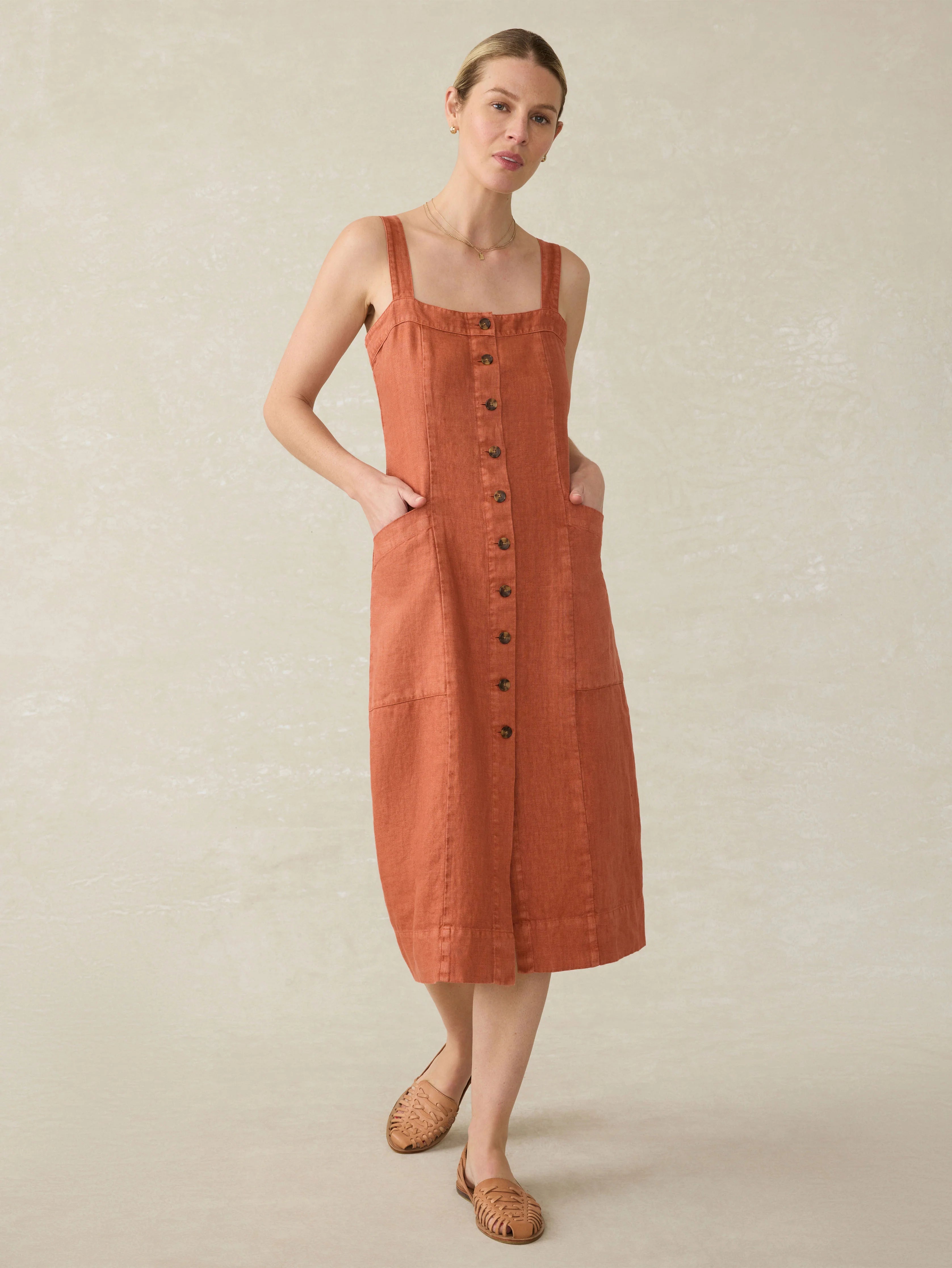 Linen Aurora Dress - Red Rock Main image
