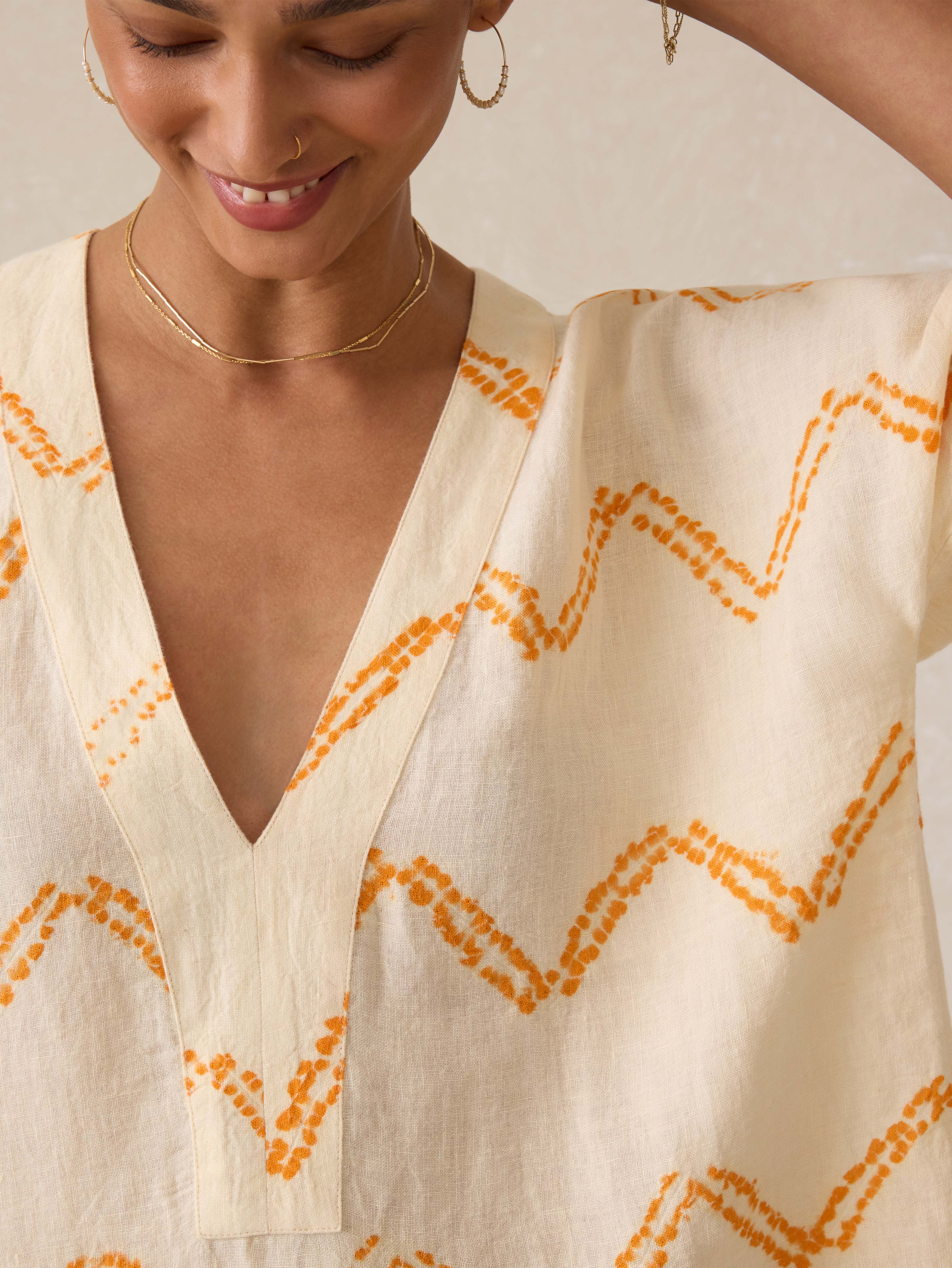 Cora Linen Coverup - Chevron Shibori Secondary image