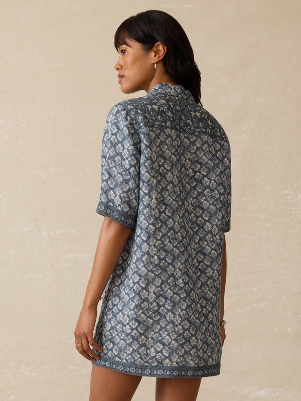 Paradise Point Linen Dress - Oceanview Blossom