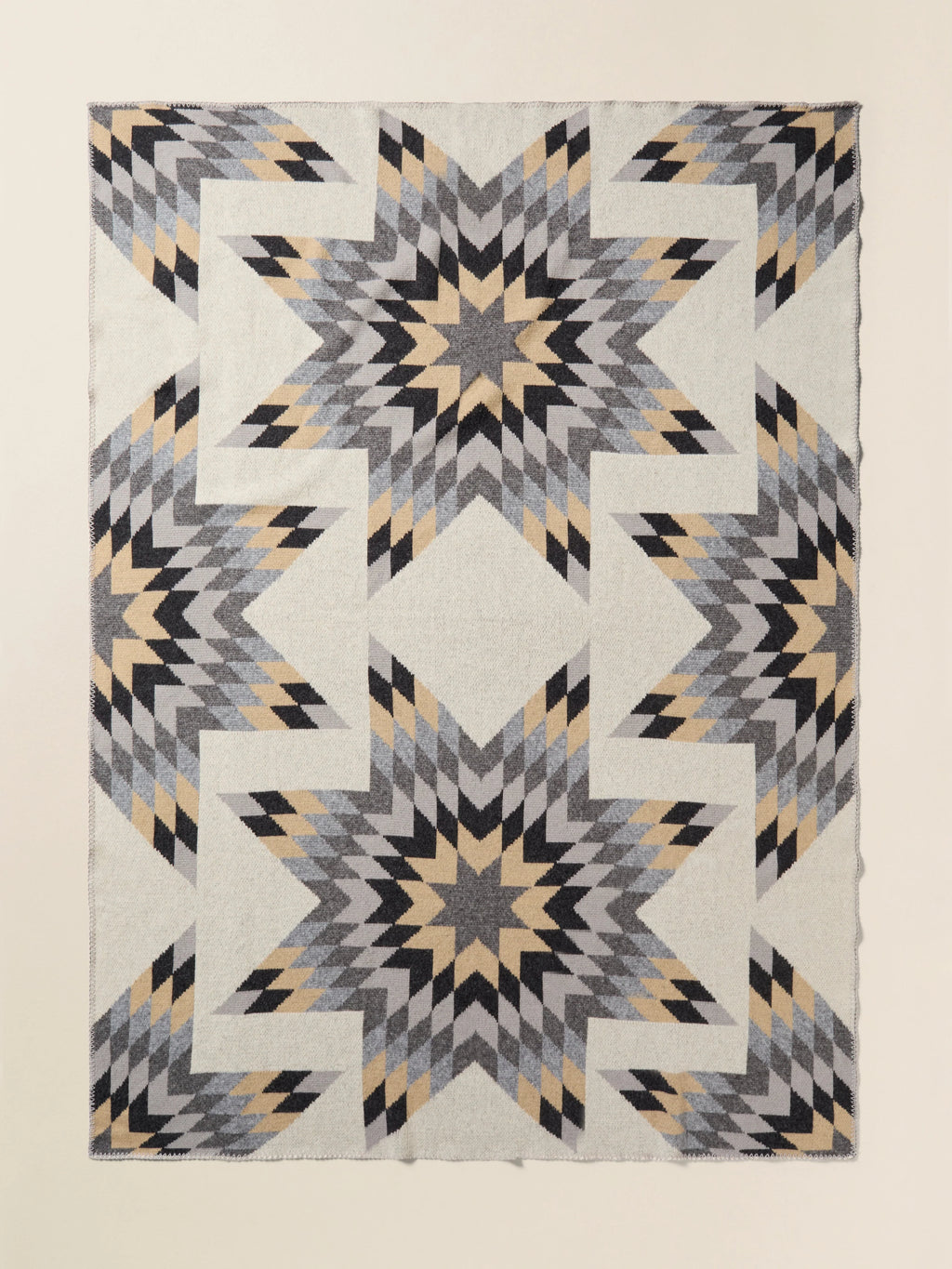 B. Yellowtail Star Patchwork Blanket - Grey Star Patchwork