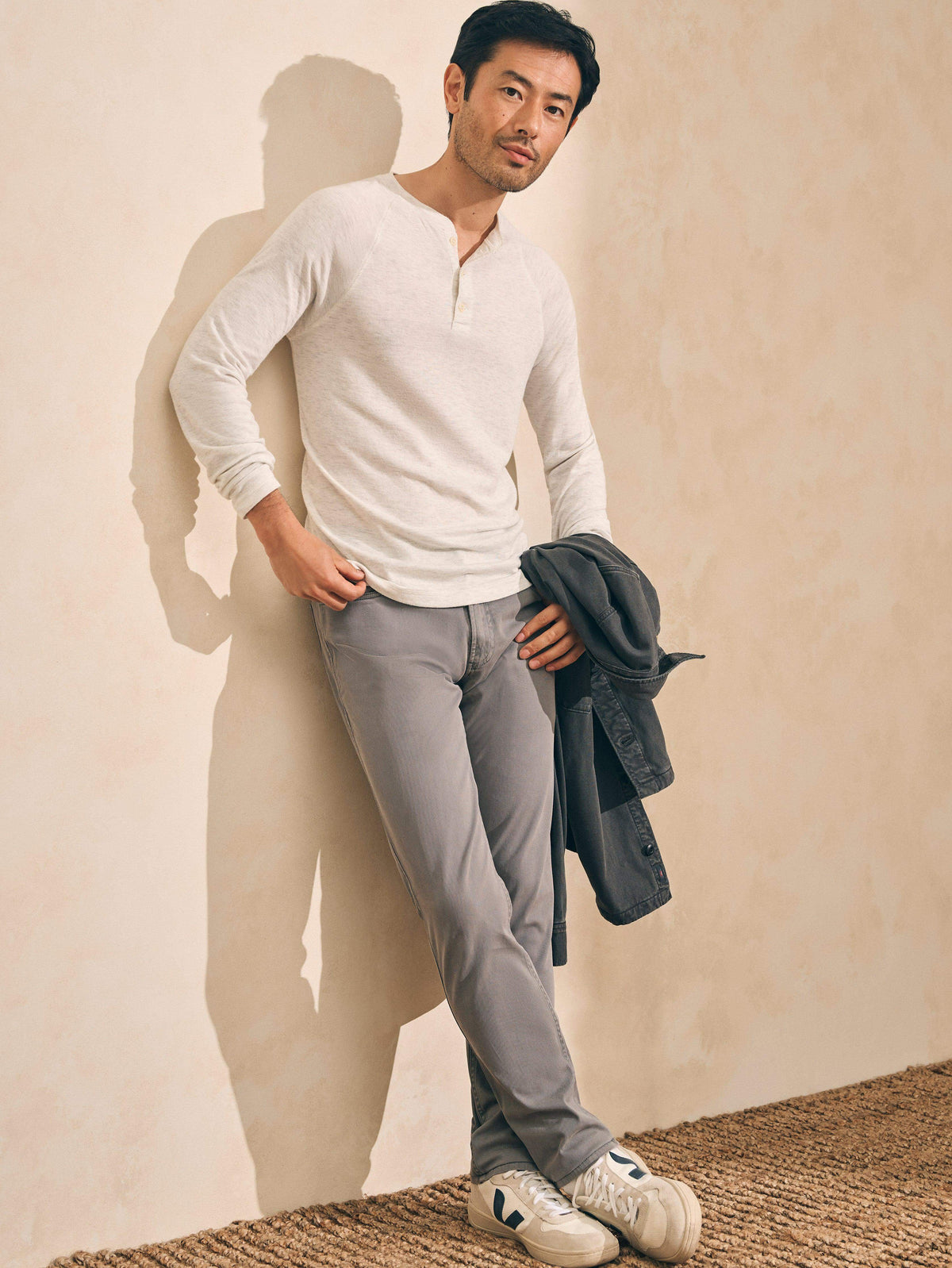Long-Sleeve Newport Cloud Henley - Ivory Heather Main image