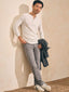 Long-Sleeve Newport Cloud Henley - Ivory Heather