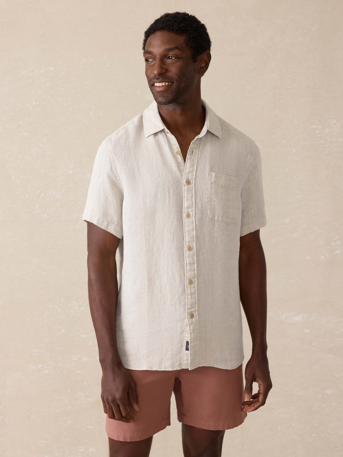 Short-Sleeve Palma Linen Shirt - Natural Main image