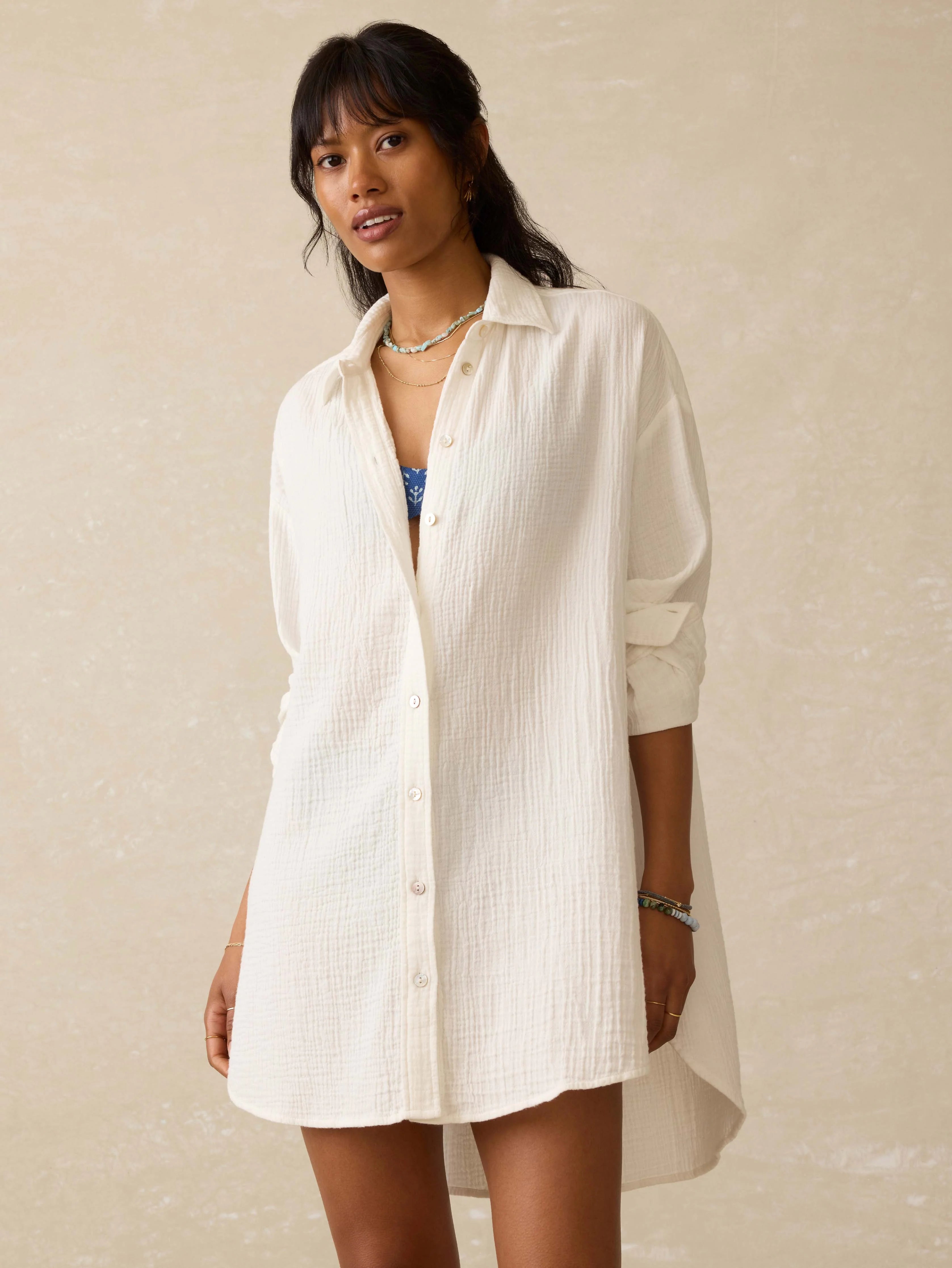 Dune Cotton Gauze Haze Coverup - White Main image