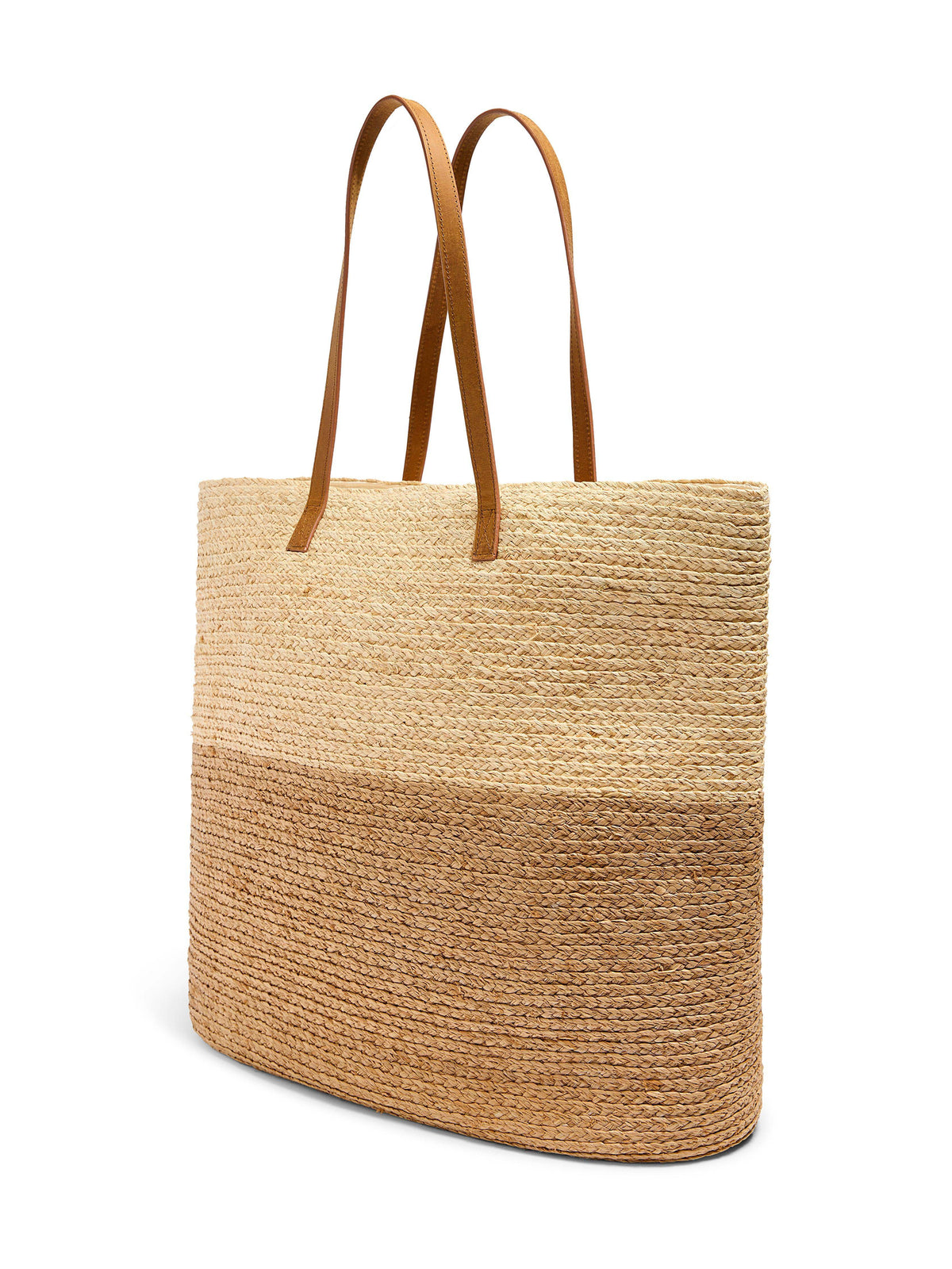 Raffia Colorblock Tote - Natural Main image