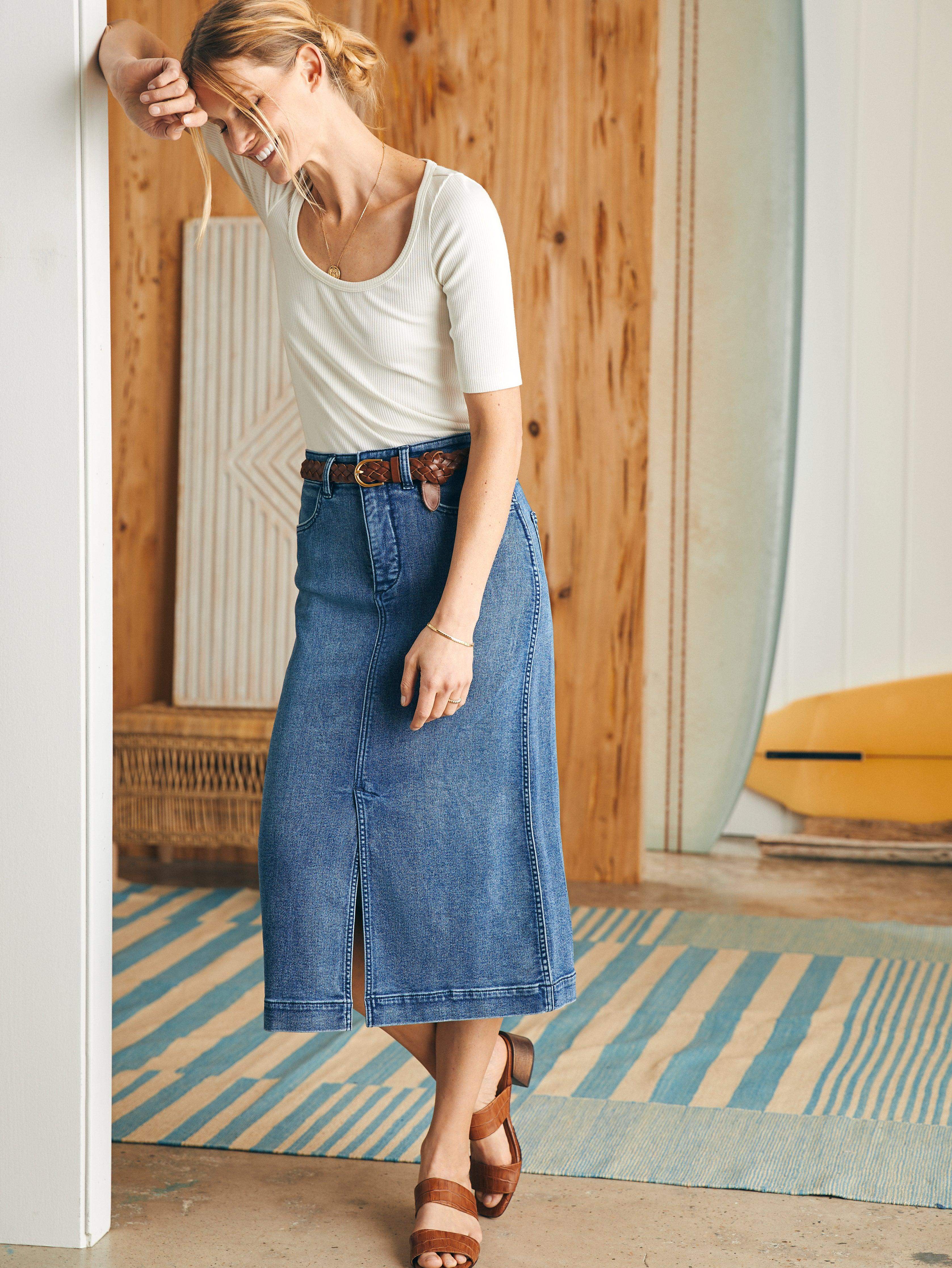 Stretch Terry Midi Skirt - Riverton Wash Secondary image