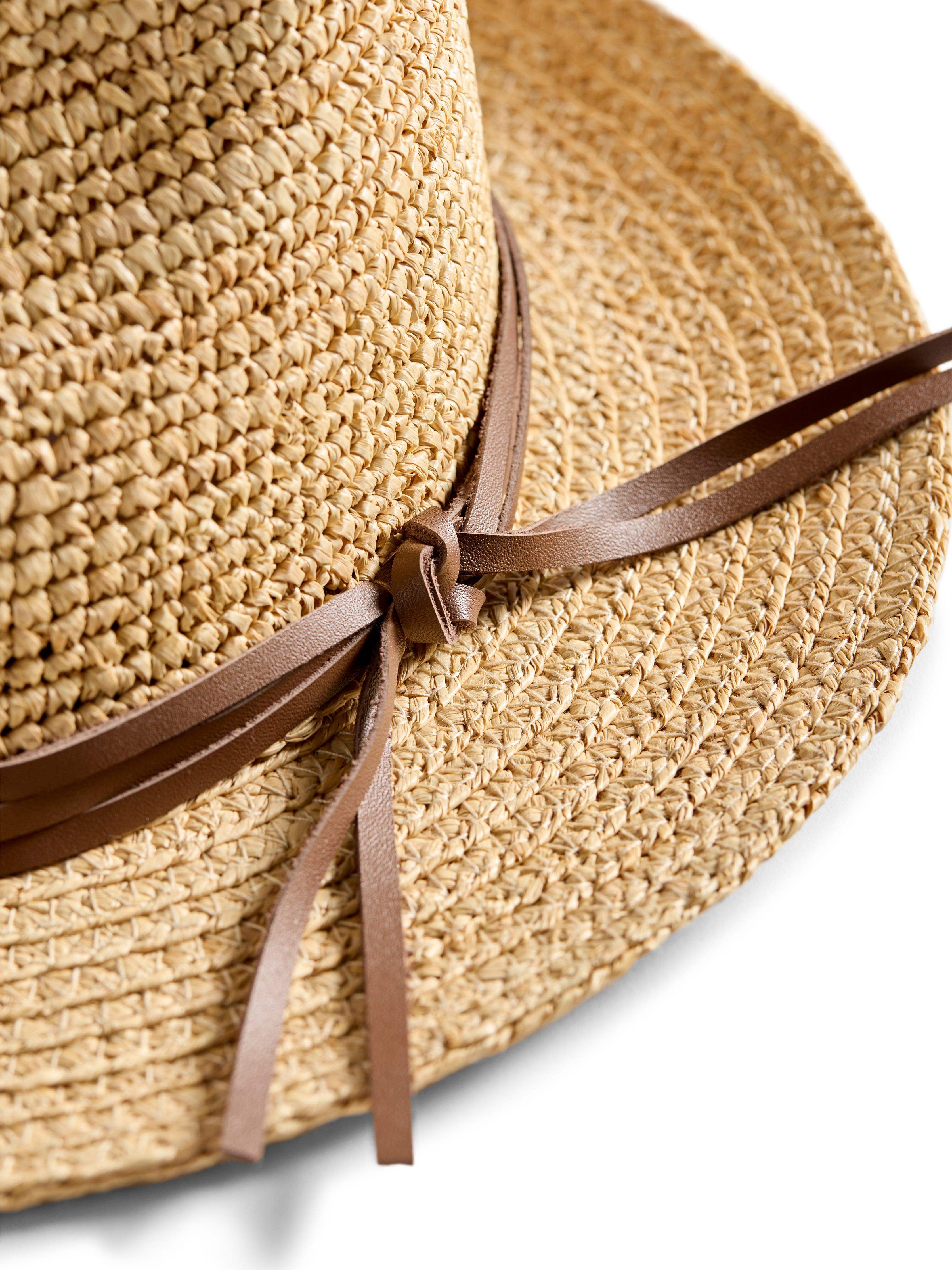 Raffia Trim Crochet Fedora - Natural Secondary image