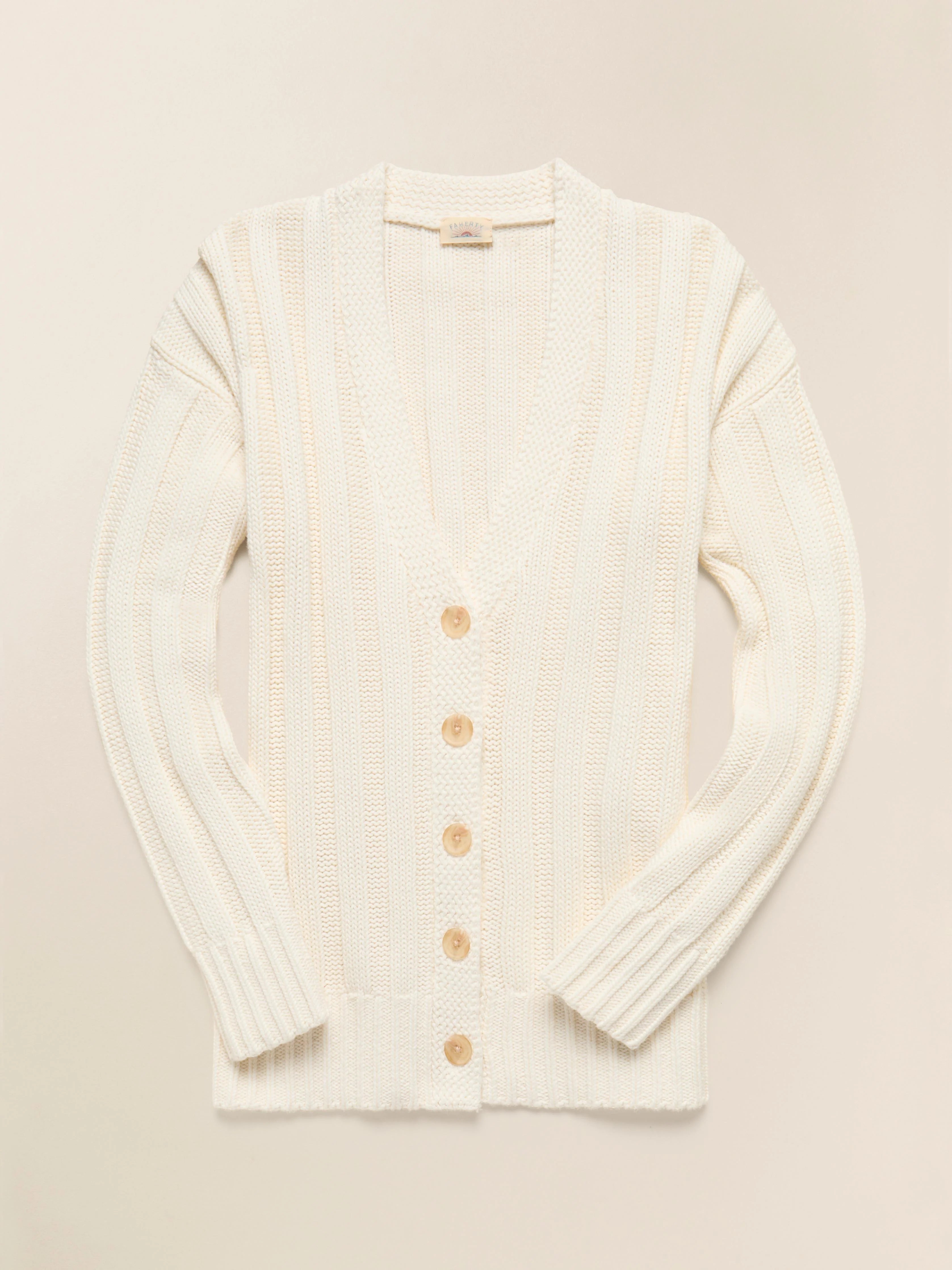 Washed Cotton Cotton Laidback Cardigan - Egret