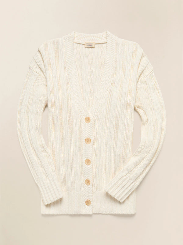 Washed Cotton Cotton Laidback Cardigan - Egret