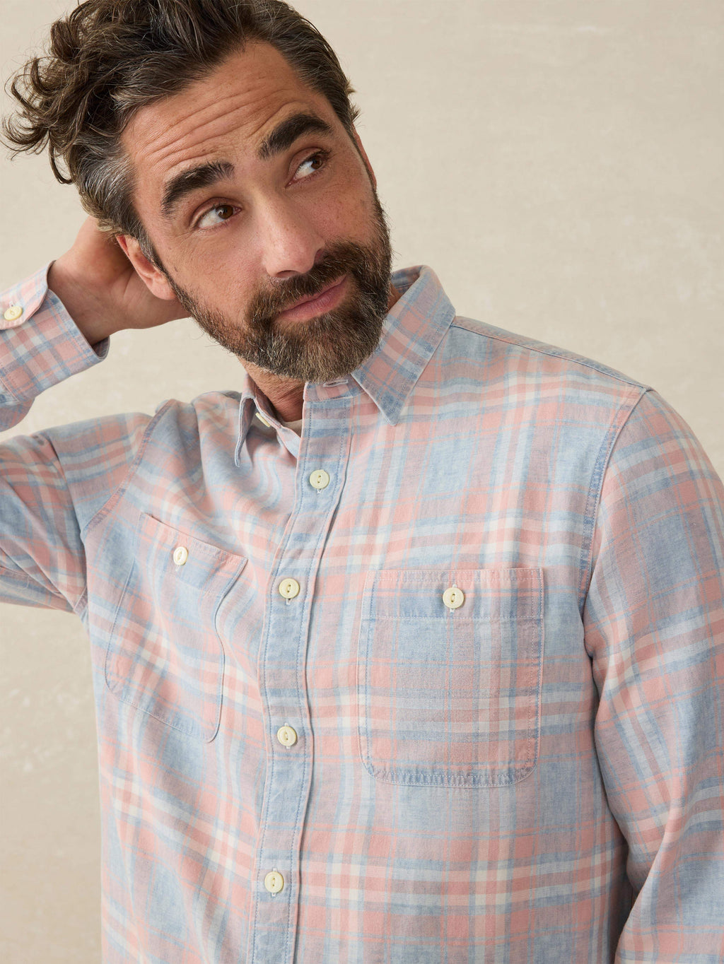Tried \u0026 True Chambray Workshirt - Coral Bay Plaid