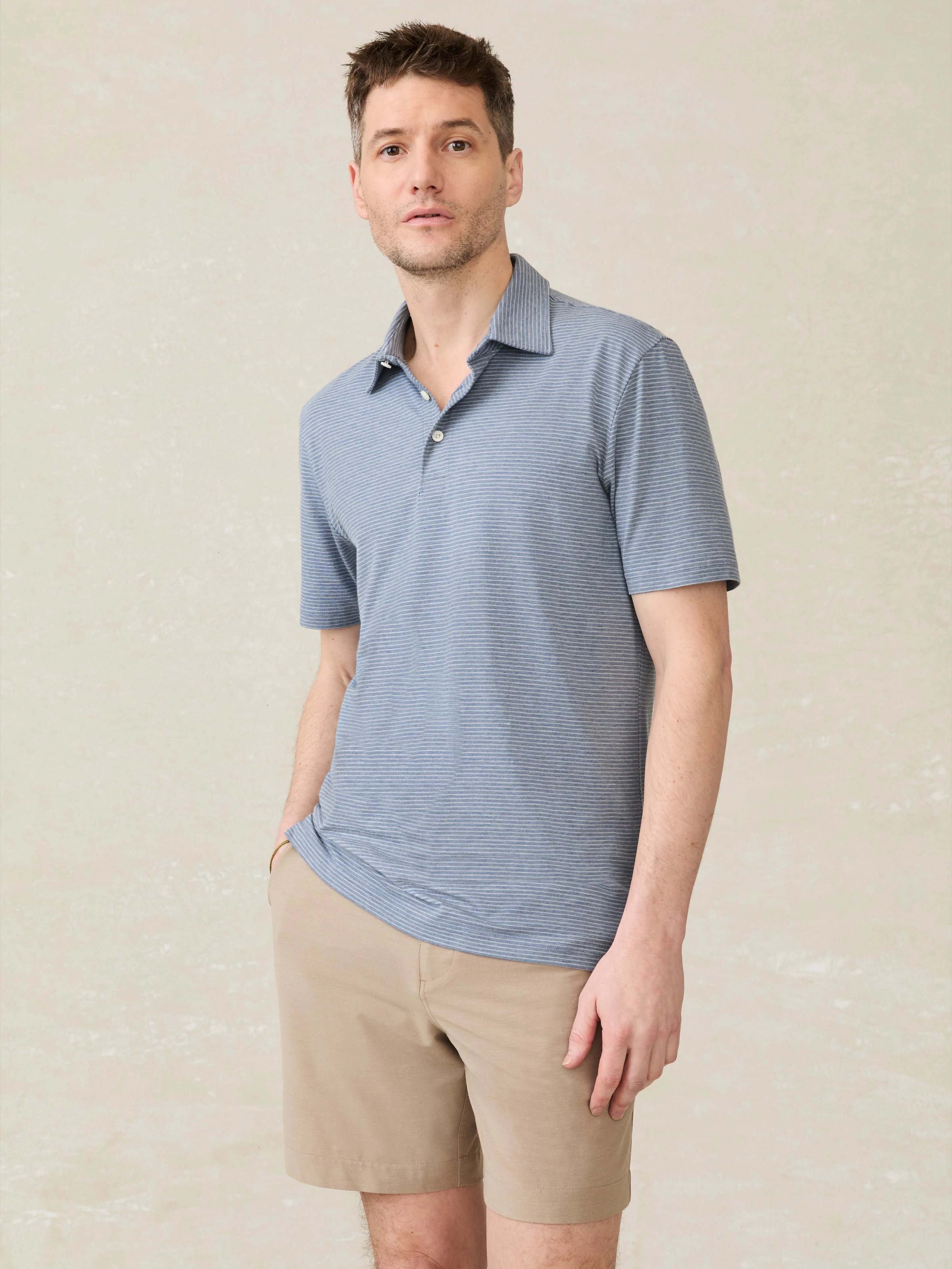 Short-Sleeve Movement™ Polo Shirt - Azure Beach Stripe Main image